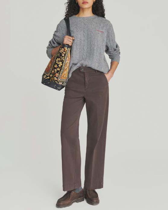 Pantaloni palazzo testa moro Roy Roger's in bull di misto cotone con tasche america