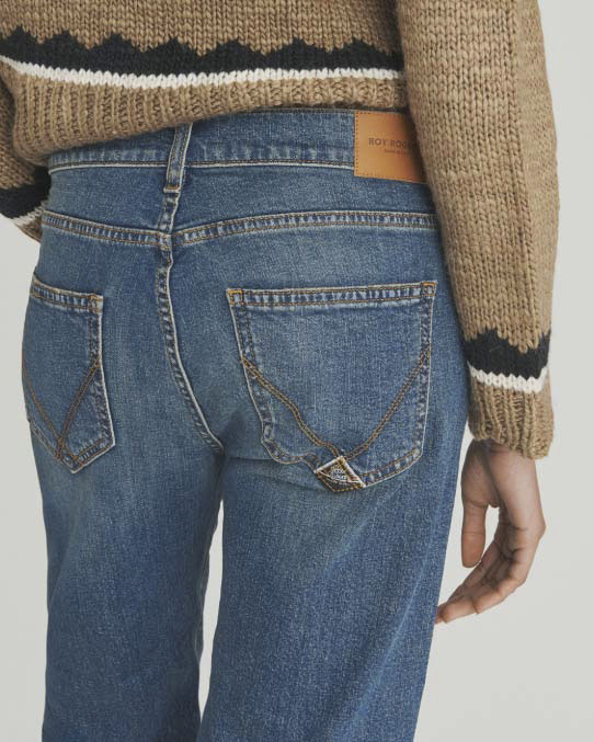 Boyfriend jeans Roy Roger's lavaggio medio con schiariture sul davanti in cotone stretch image