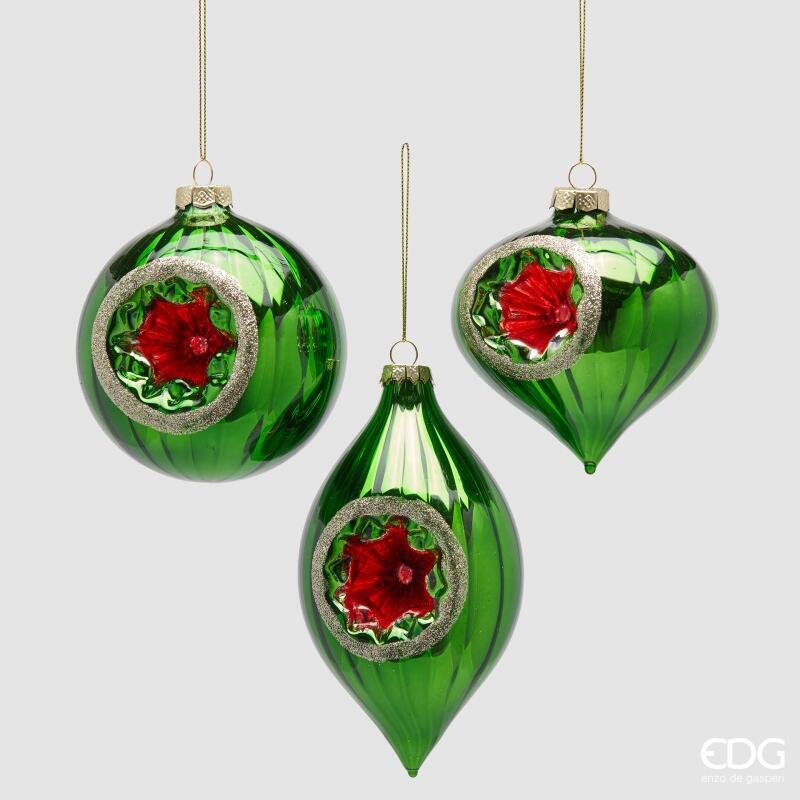 Palla in Vetro Fuso/Trottola/Palla Verde Vintage h.15/10x10/d.10  Edg