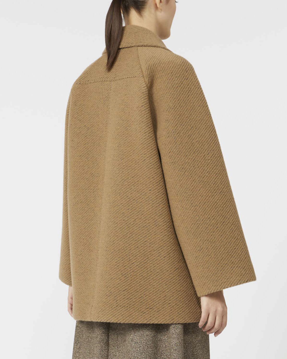 Caban color cammello doppiopetto MM Max Mara in jersey armaturato di mista lana image