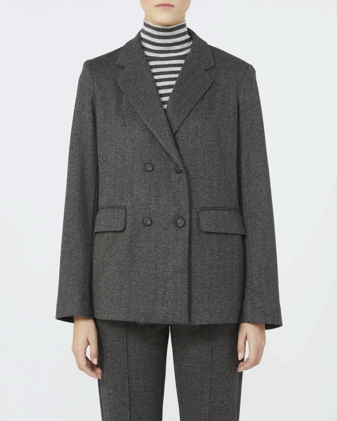 Giacca grigia over MM Max Mara doppiopetto in resca di misto viscosa