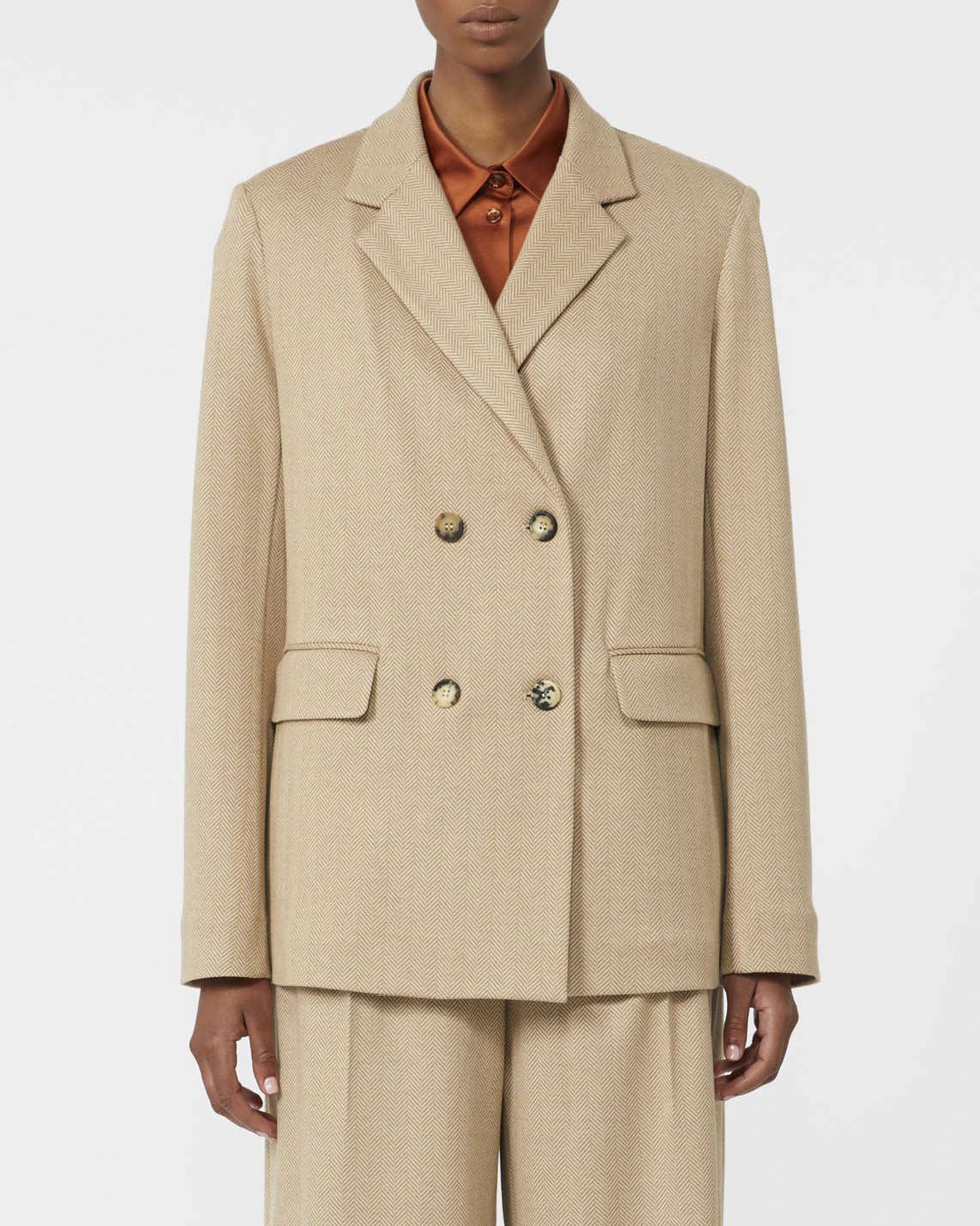 Giacca color cammello over MM Max Mara doppiopetto in resca di misto viscosa