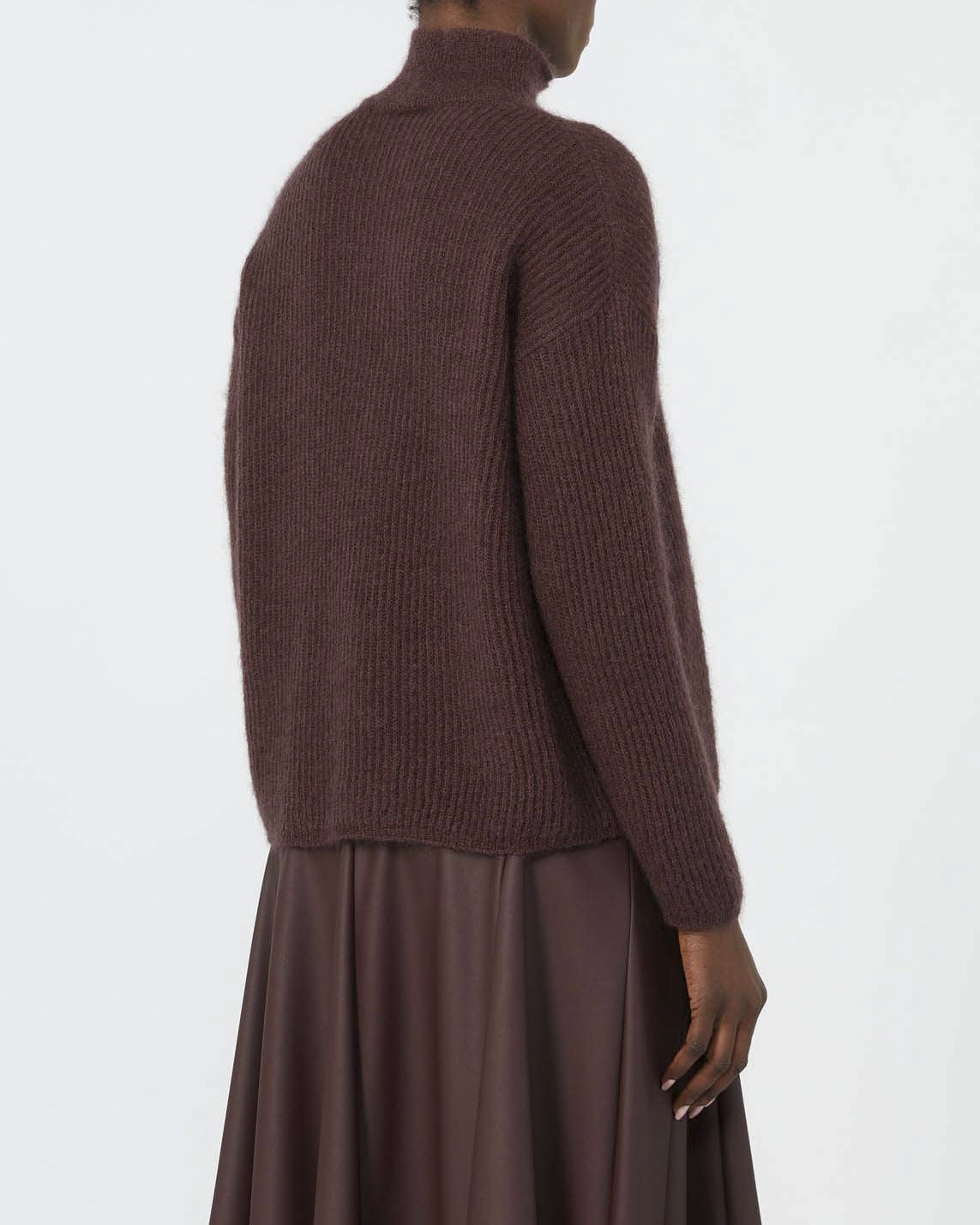 Maglia a collo alto bordeaux MM Max Mara in misto mohair a coste image