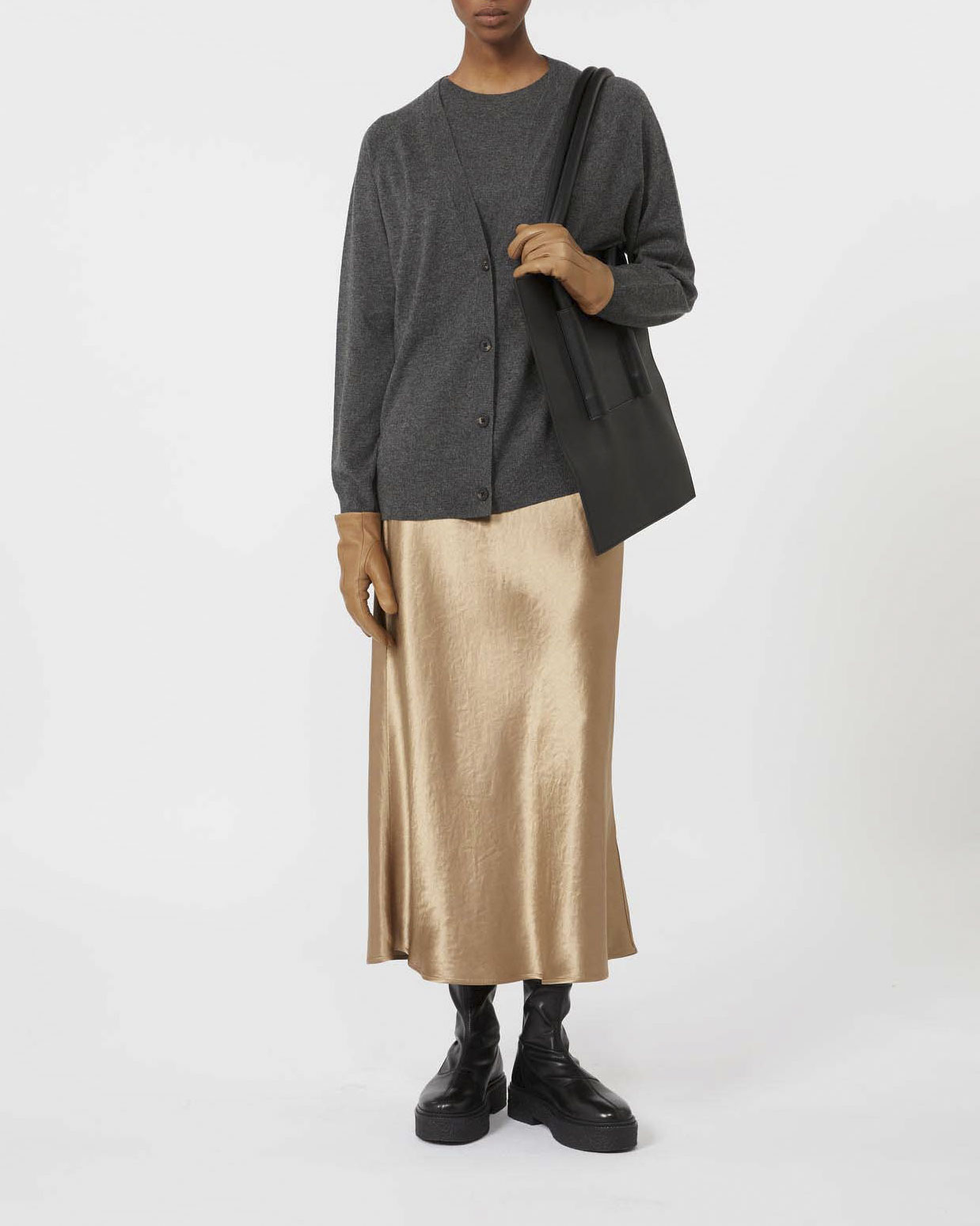 Gonna midi in satin color oro MM Max Mara