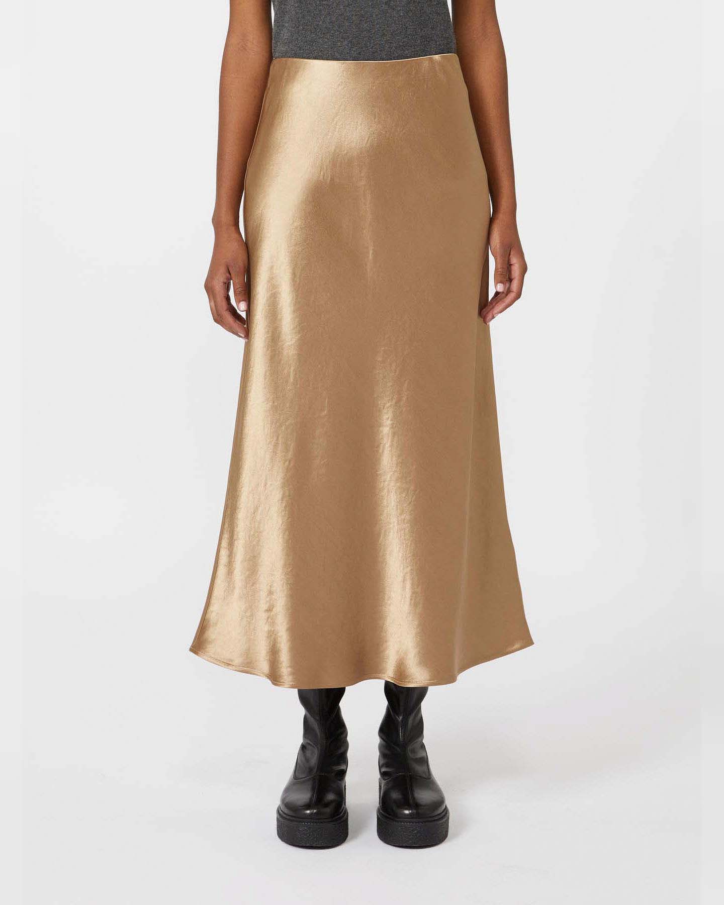Gonna midi in satin color oro MM Max Mara image