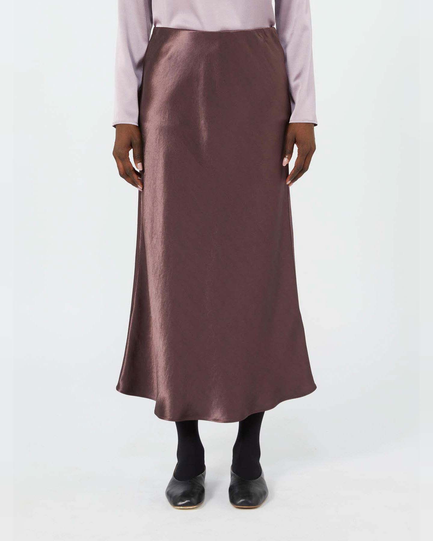 Gonna midi in satin bordeaux MM Max Mara image