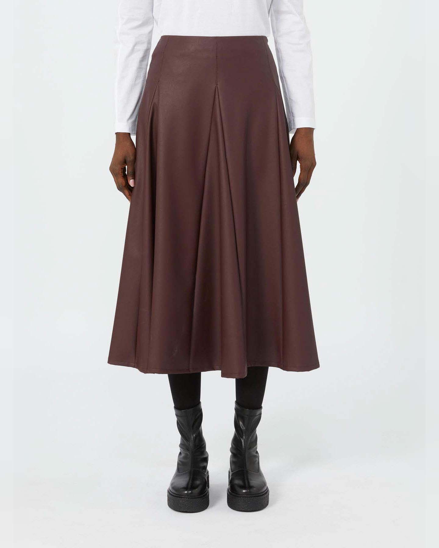 Gonna midi bordeaux MM Max Mara in similpelle a ruota image