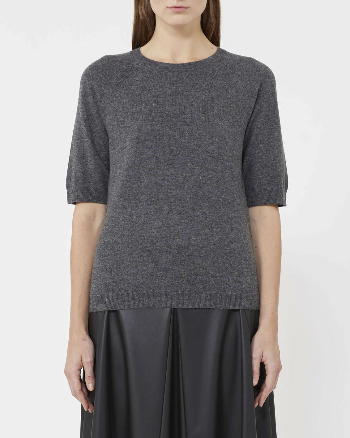 Maglia color antracite MM Max Mara in lana e cashmere a maniche corte image