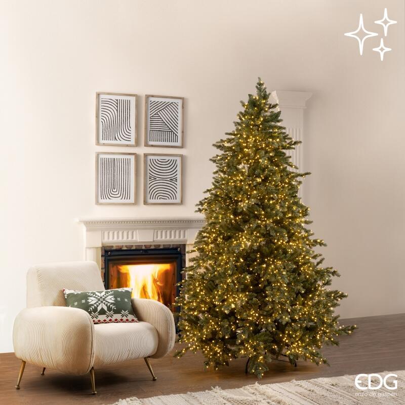 Albero di Natale Pino Argentato Verde con 5000 Led e Telecomando h.240 d.166 Edg