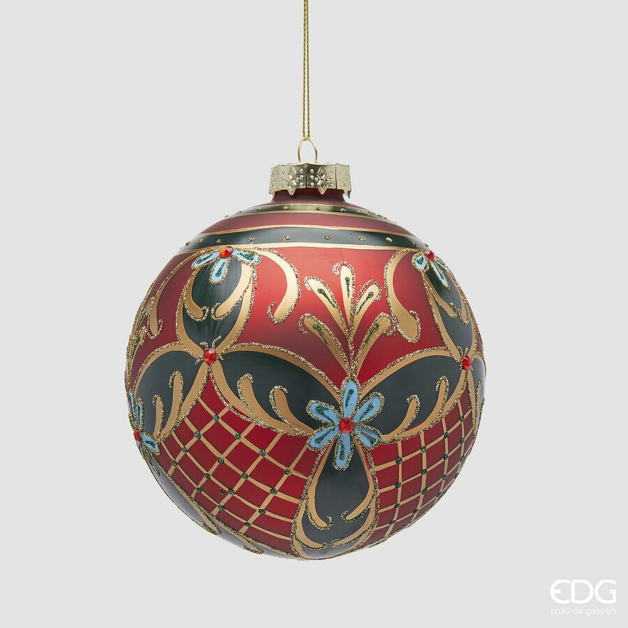 Palla in Vetro Barocco Rossa d.12  Edg