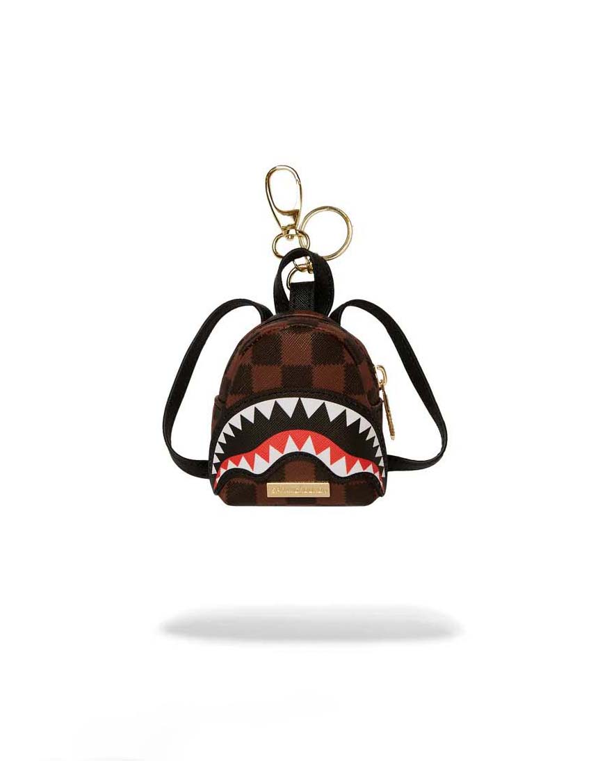 Portachiavi Sprayground Sawtooth Sharks in Paris Keychain a scacchi marroni e neri