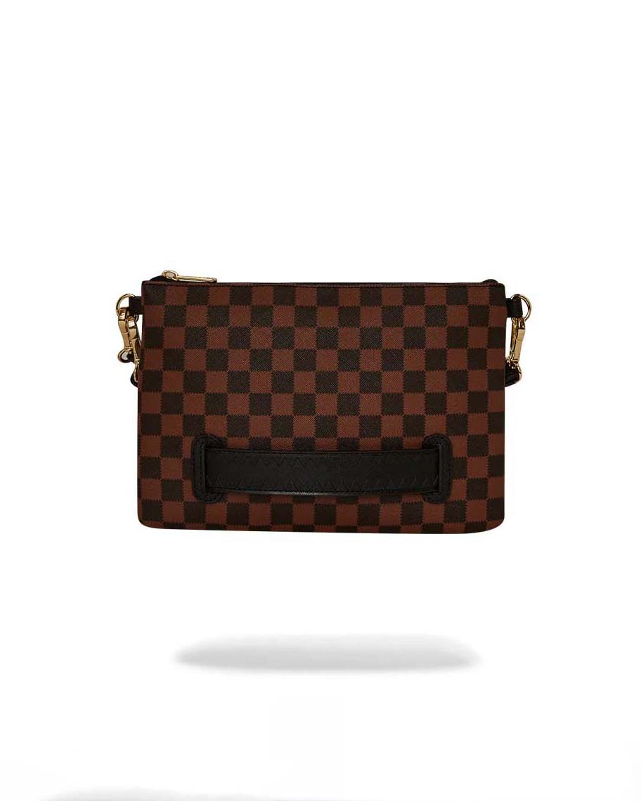 Pochette Sprayground Sawtooth Sharks in Paris Crossover Shark a scacchi marroni e neri image