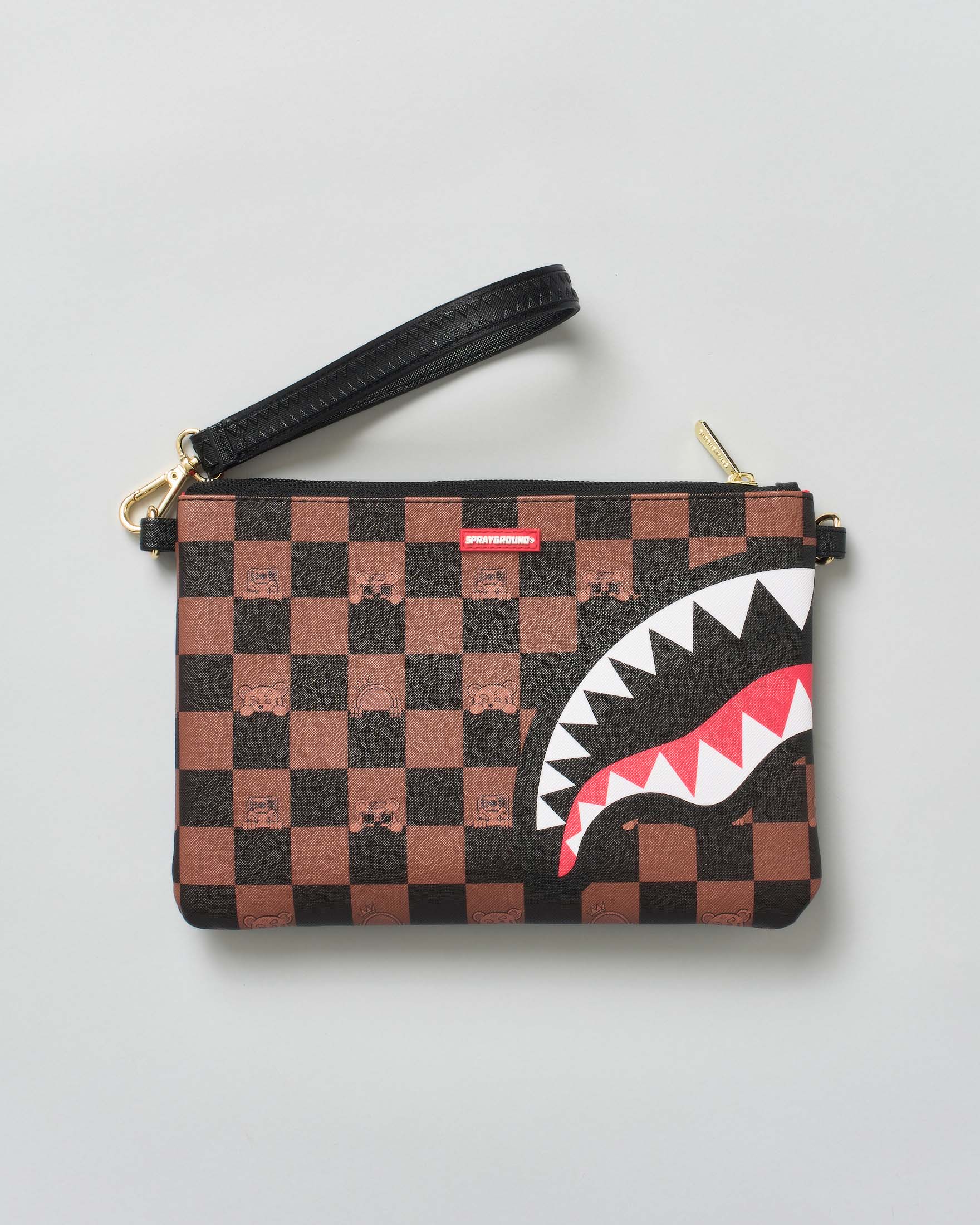 Pochette Sprayground chekered marrone e nera con tracolla
