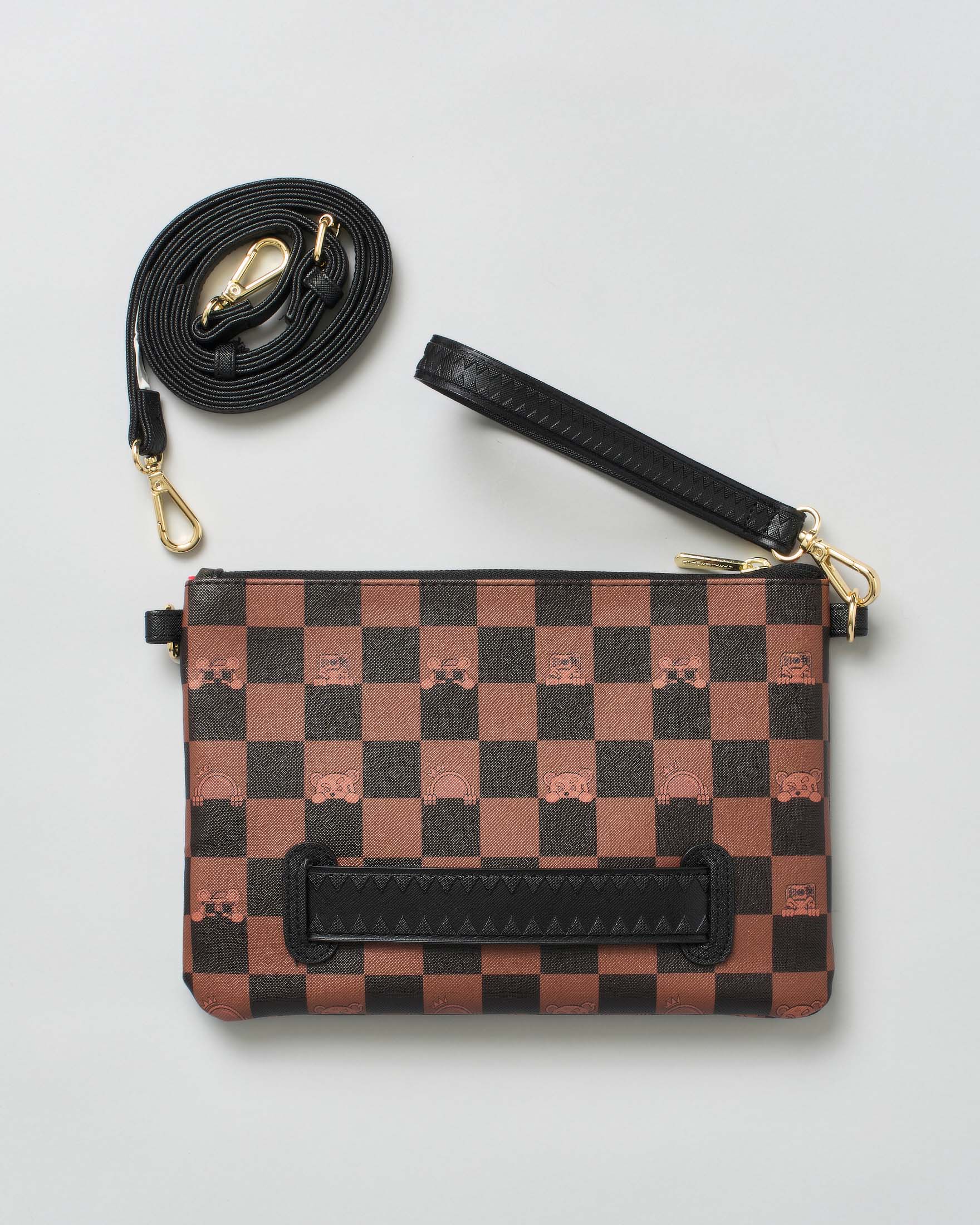 Pochette Sprayground chekered marrone e nera con tracolla image