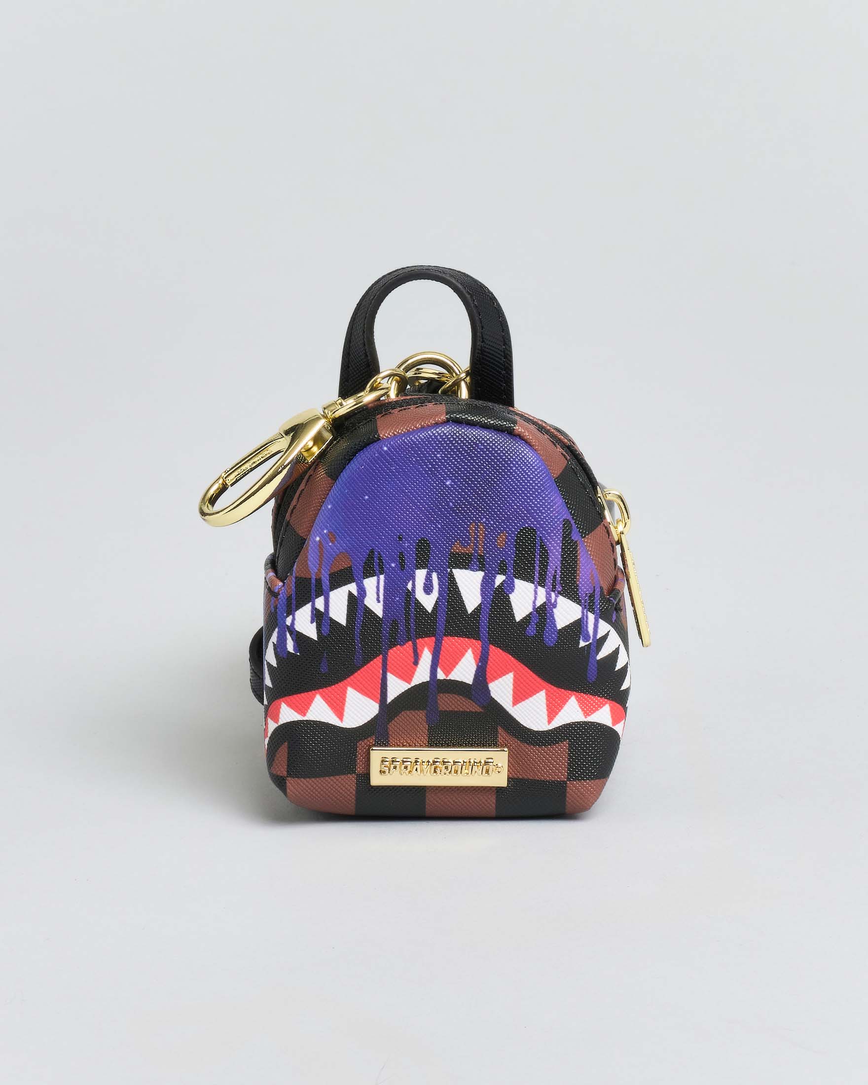 Portachiavi zainetto Sprayground chekered marrone e nero
