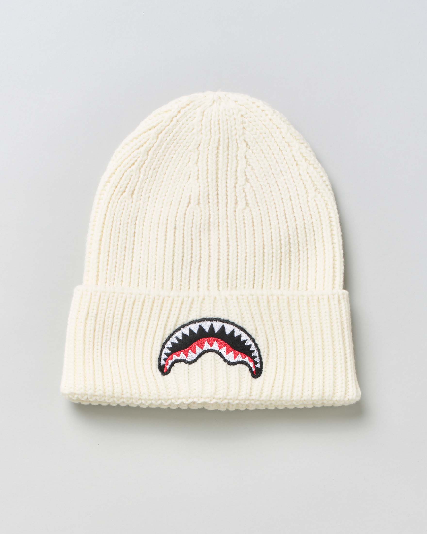 Berretto Sprayground bianco a costine con logo icon
