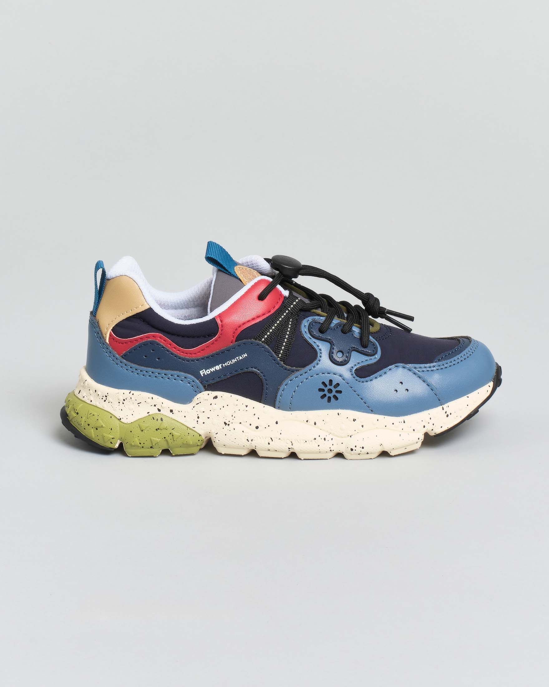 Sneakers Flower Mountain Yamano 3 in similpelle e mesh sui toni del blu