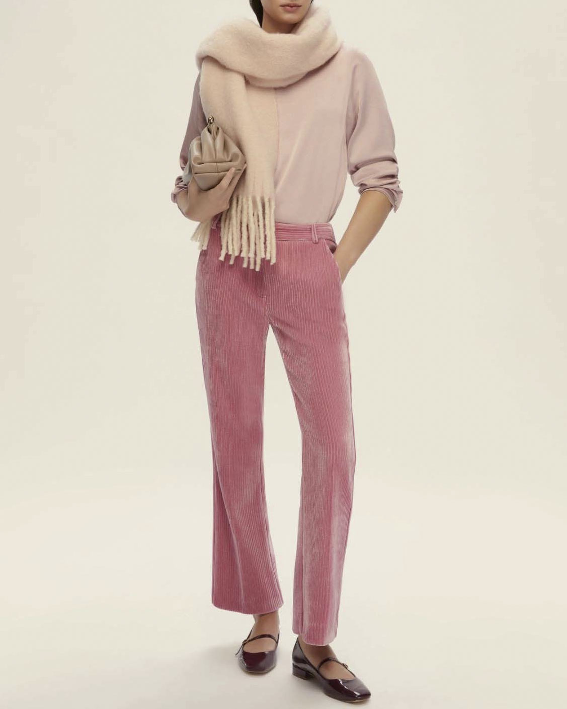 Blusa girocollo rosa Emme Marella in raso martellato lavato con maniche lunghe