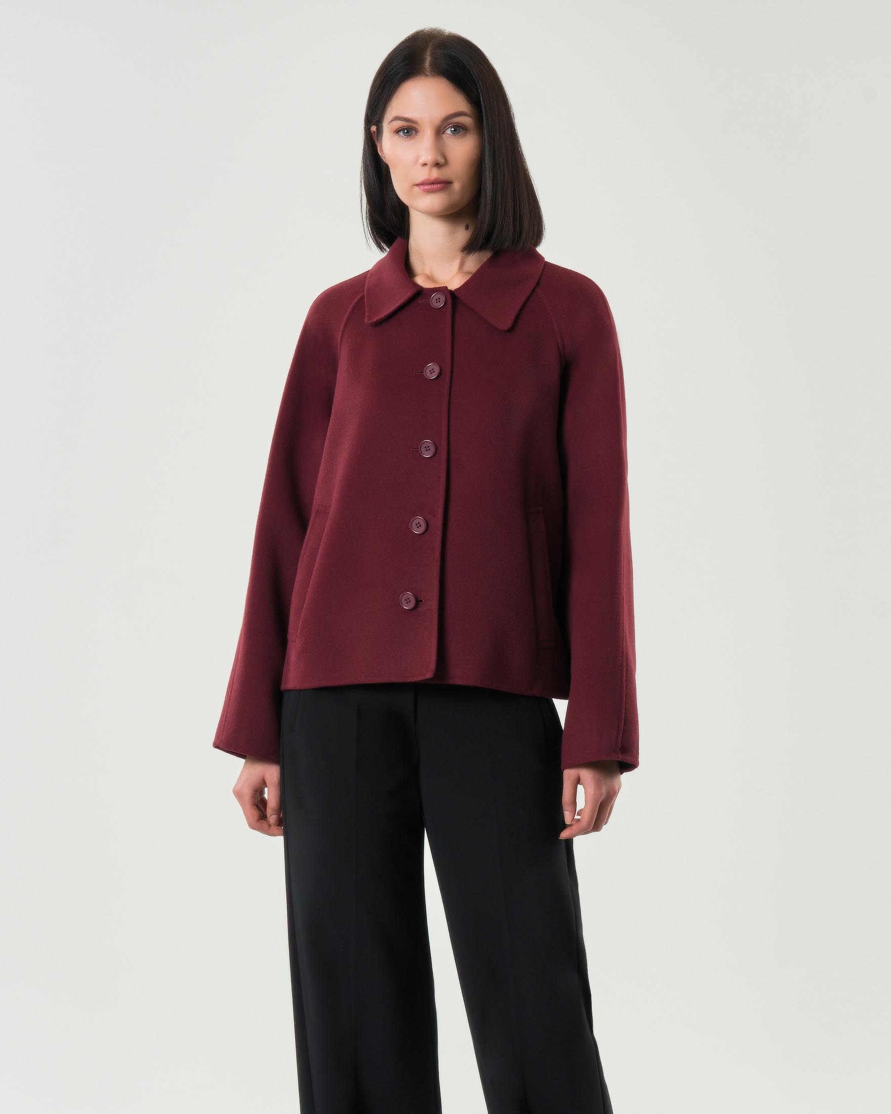 Caban bordeaux Emme Marella in panno double con colletto a camicia