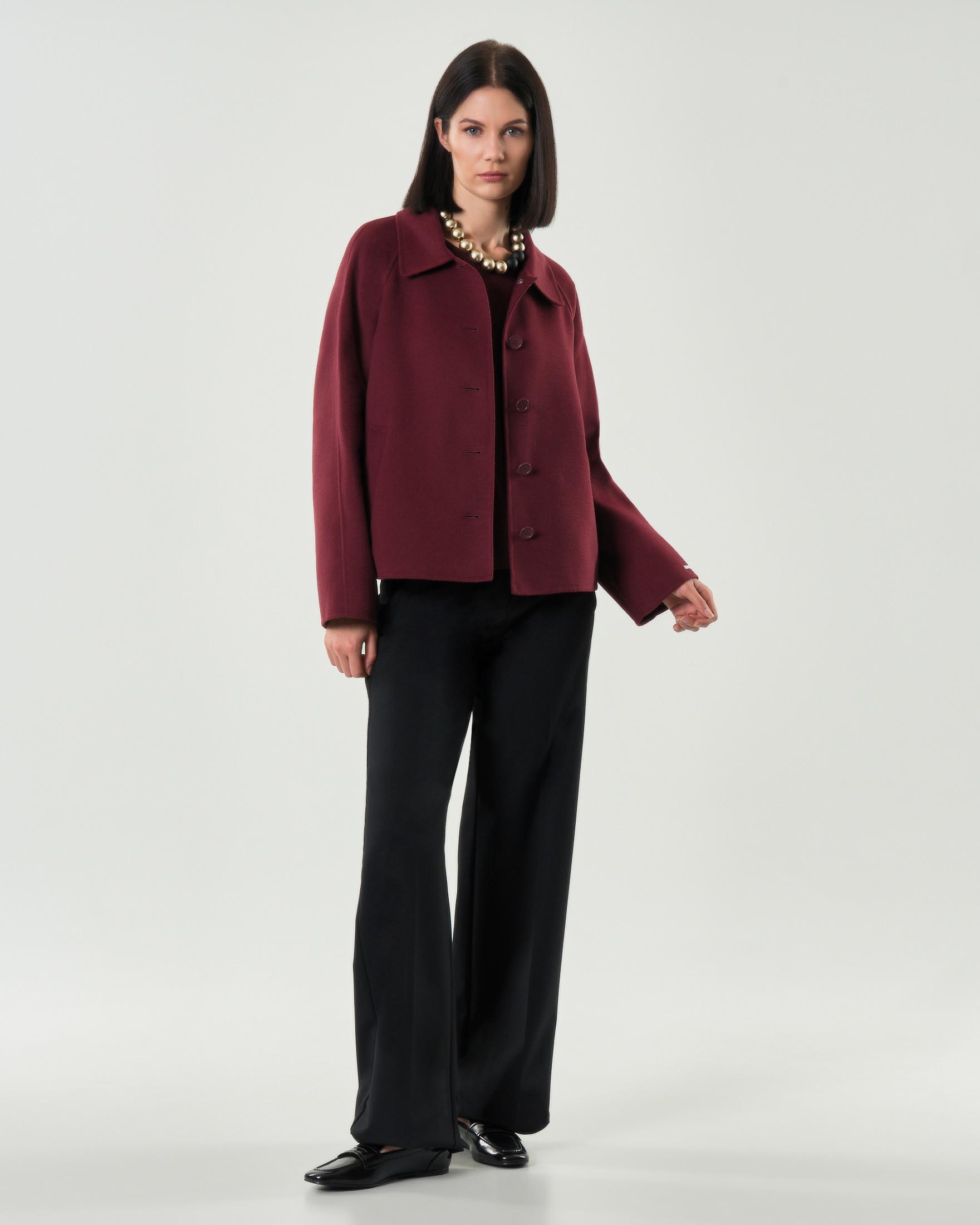 Caban bordeaux Emme Marella in panno double con colletto a camicia image