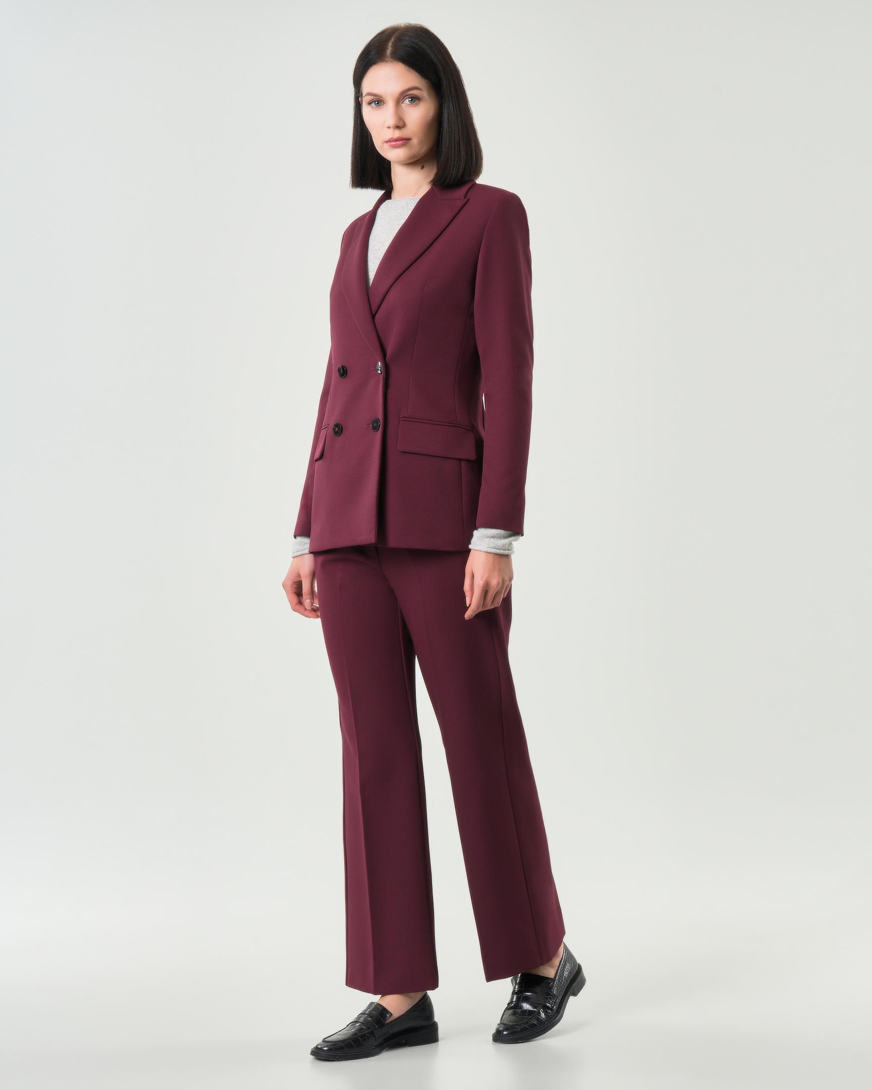 Blazer bordeaux doppiopetto Emme Marella in tessuto diagonale stretch con scollo a rever image
