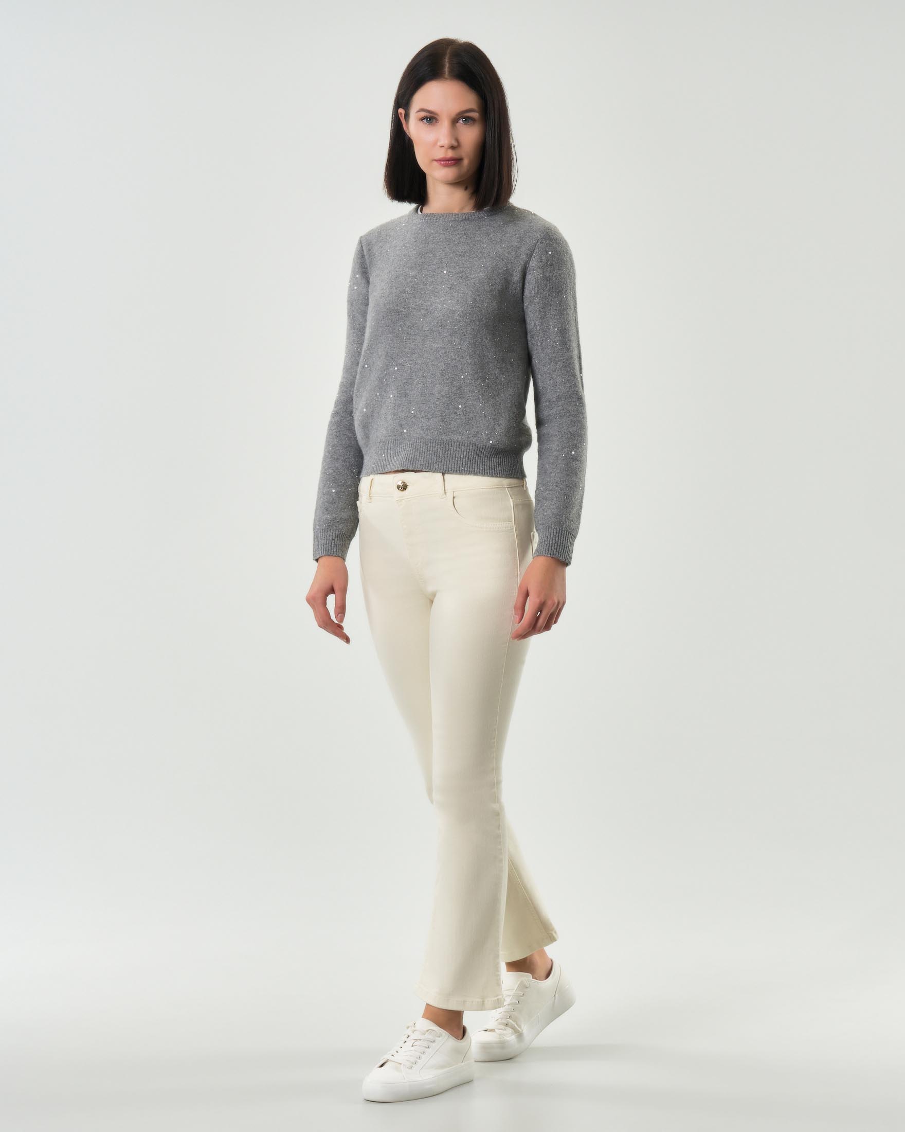 Pantaloni a trombetta color panna Emme Marella in bull di viscosa e cotone