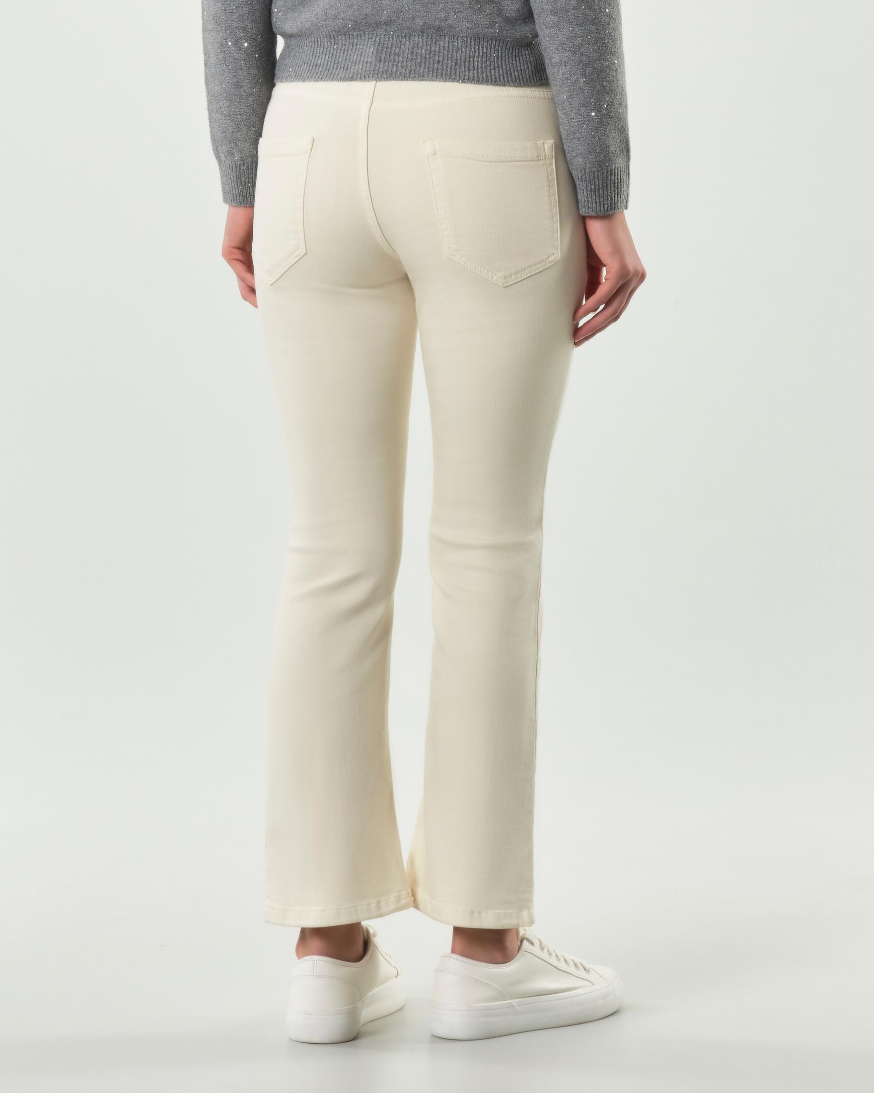 Pantaloni a trombetta color panna Emme Marella in bull di viscosa e cotone