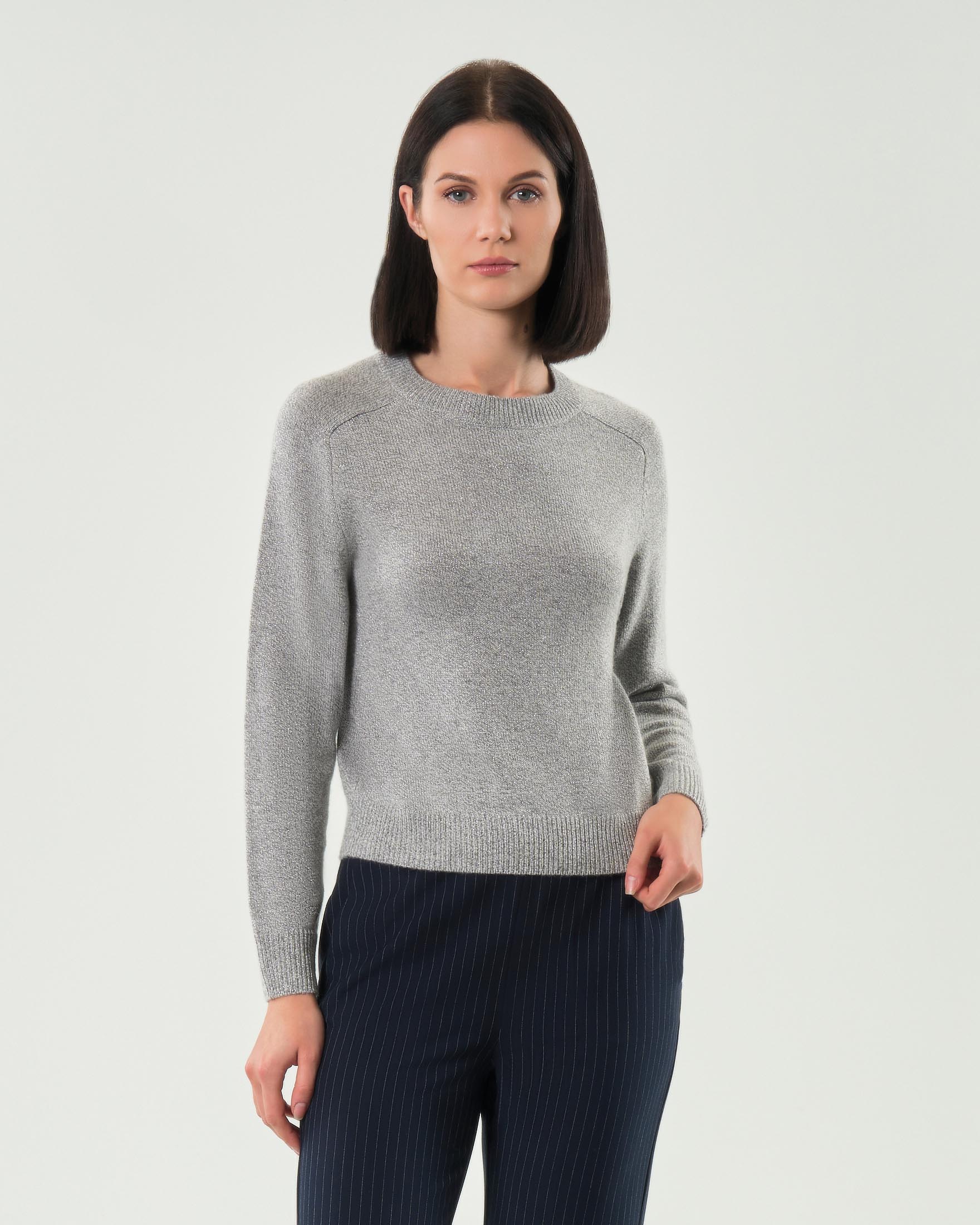 Maglia grigia Emme Marella a motivo a losanghe grigie in misto lana