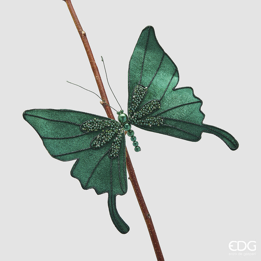Decoro Farfalla Verde con Clip d.23 Edg