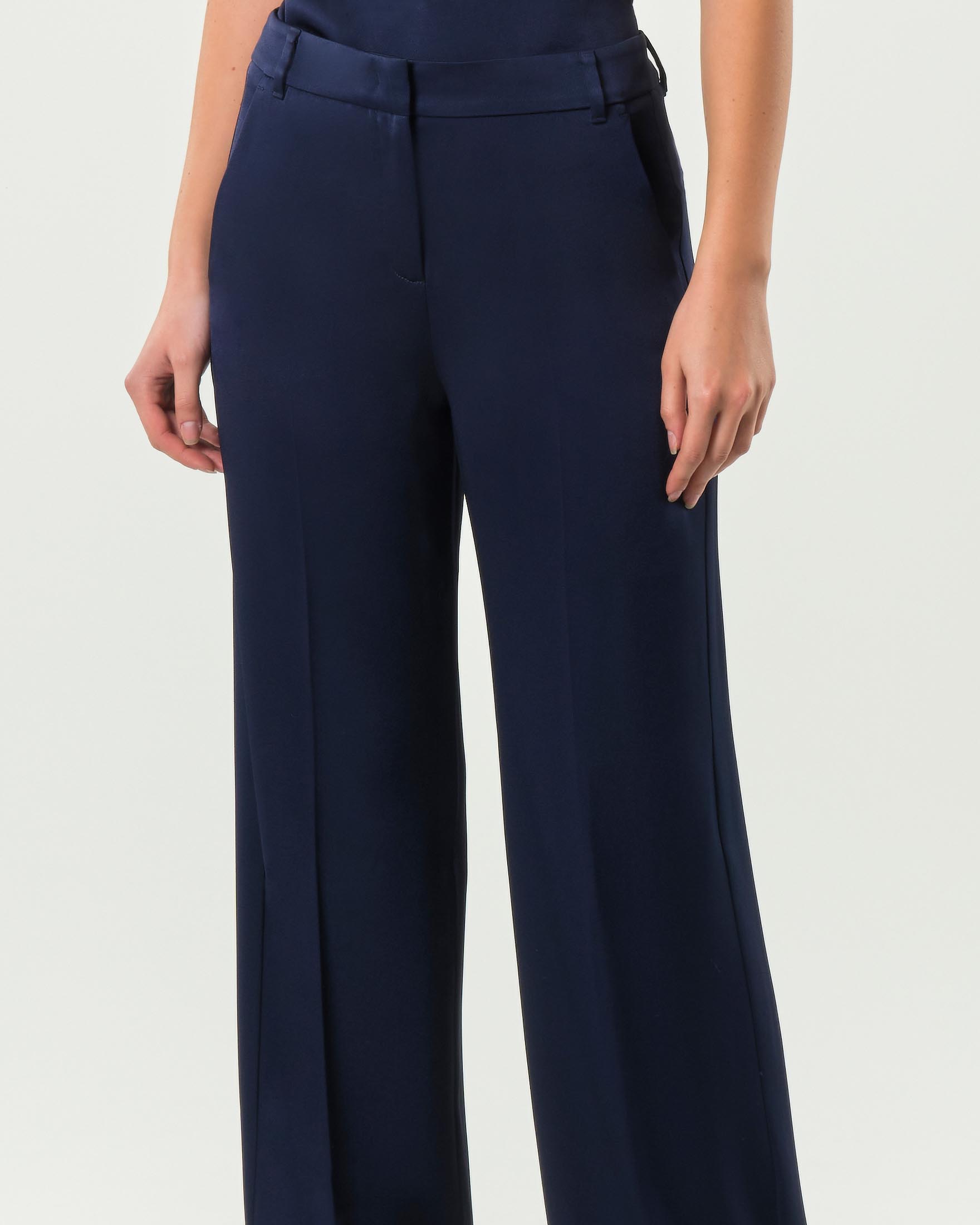 Pantaloni palazzo Marella in raso blu image