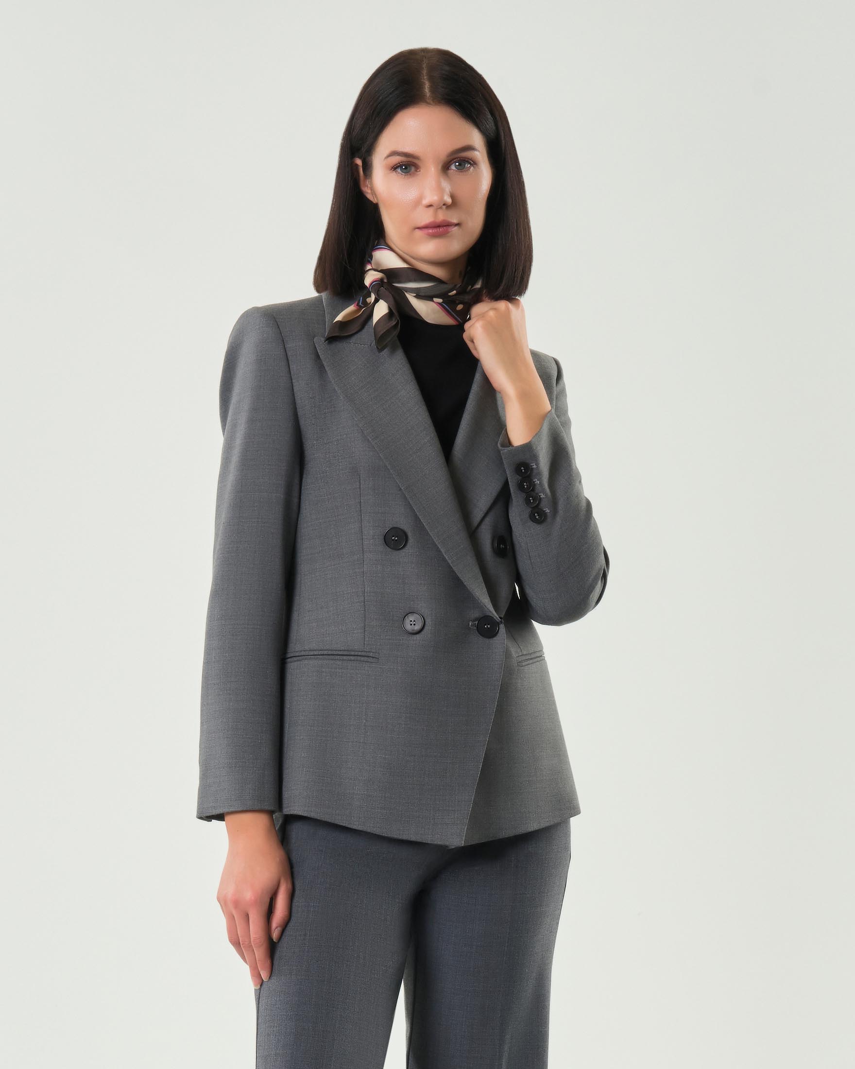 Giacca grigia doppiopetto Marella in misto lana con fondo a punta