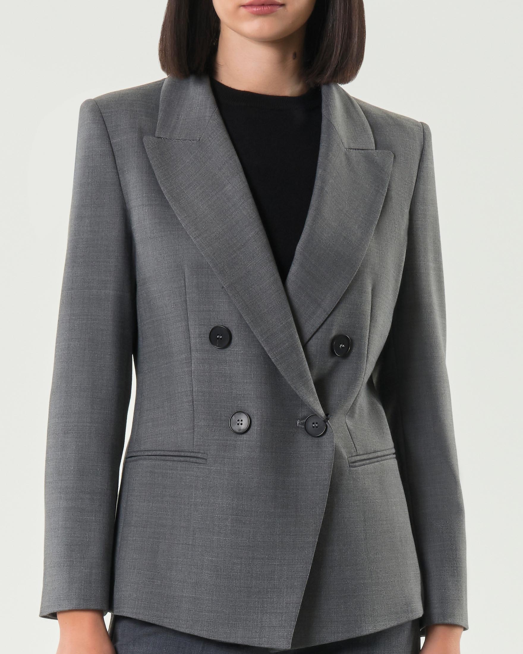 Giacca grigia doppiopetto Marella in misto lana con fondo a punta image