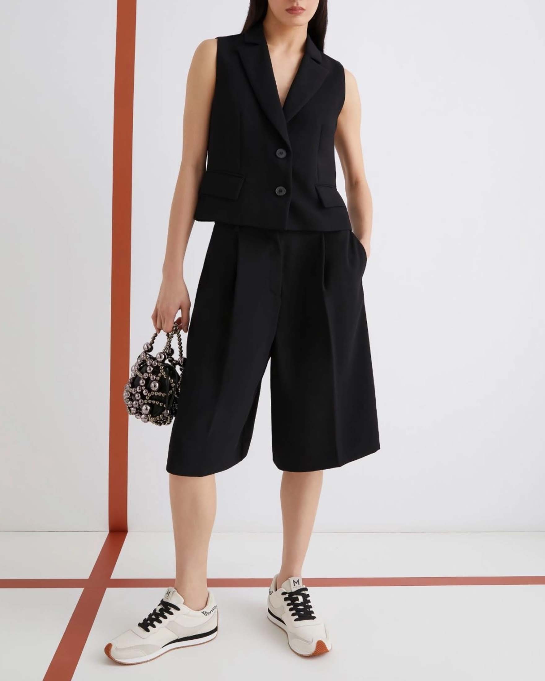 Gilet nero Marella 365 n crêpe envers satin sfiancato