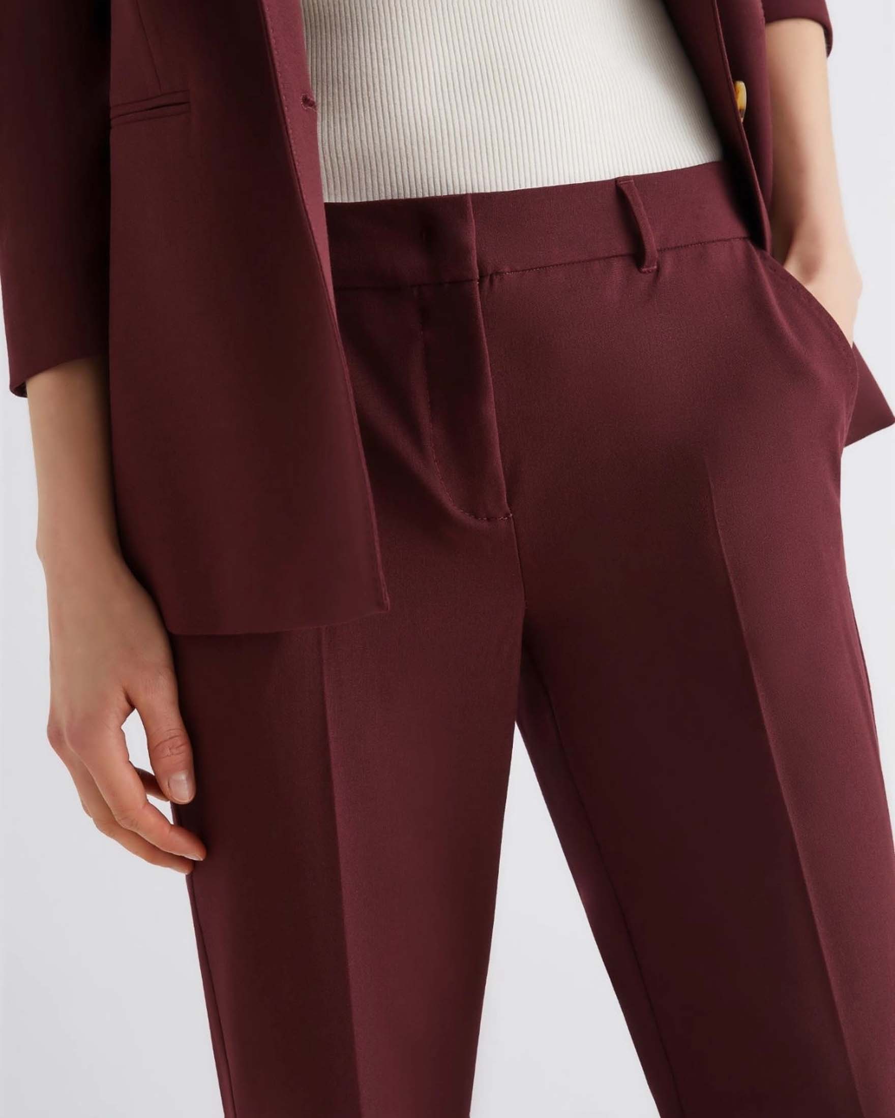 Pantaloni bordeaux Marella in tela di misto viscosa stretch dalla linea dritta image