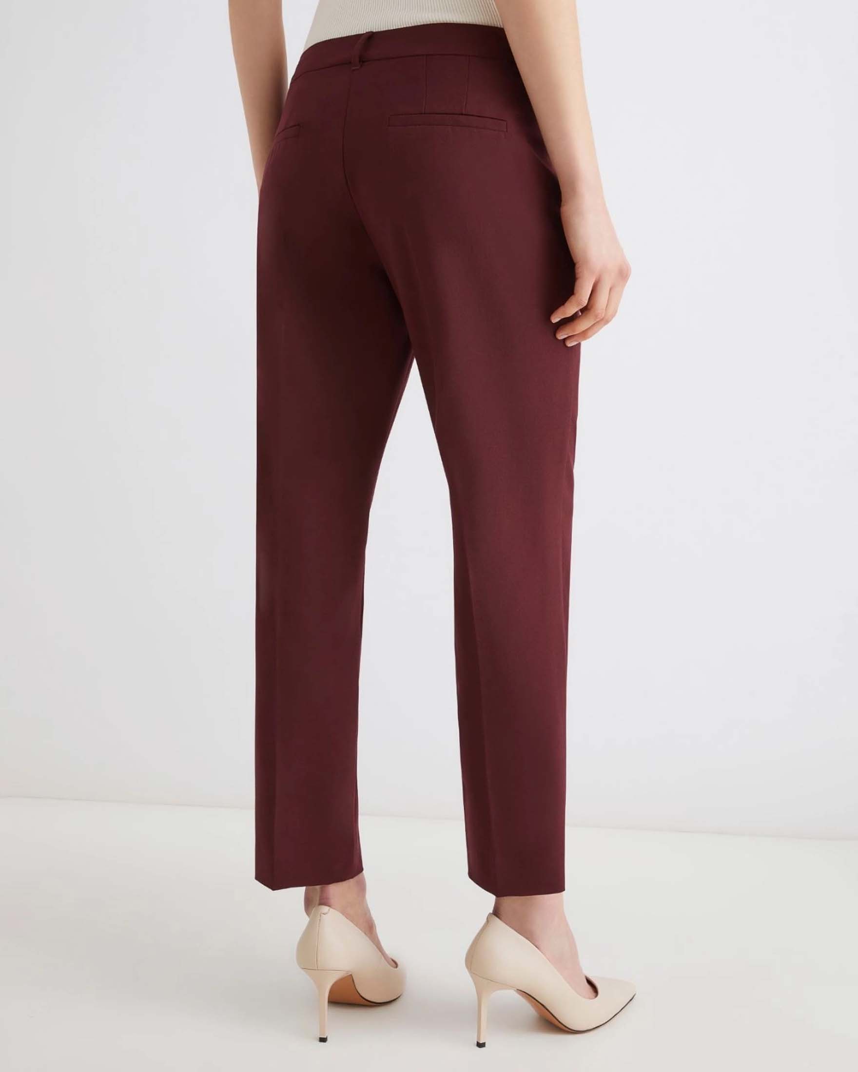 Pantaloni bordeaux Marella in tela di misto viscosa stretch dalla linea dritta