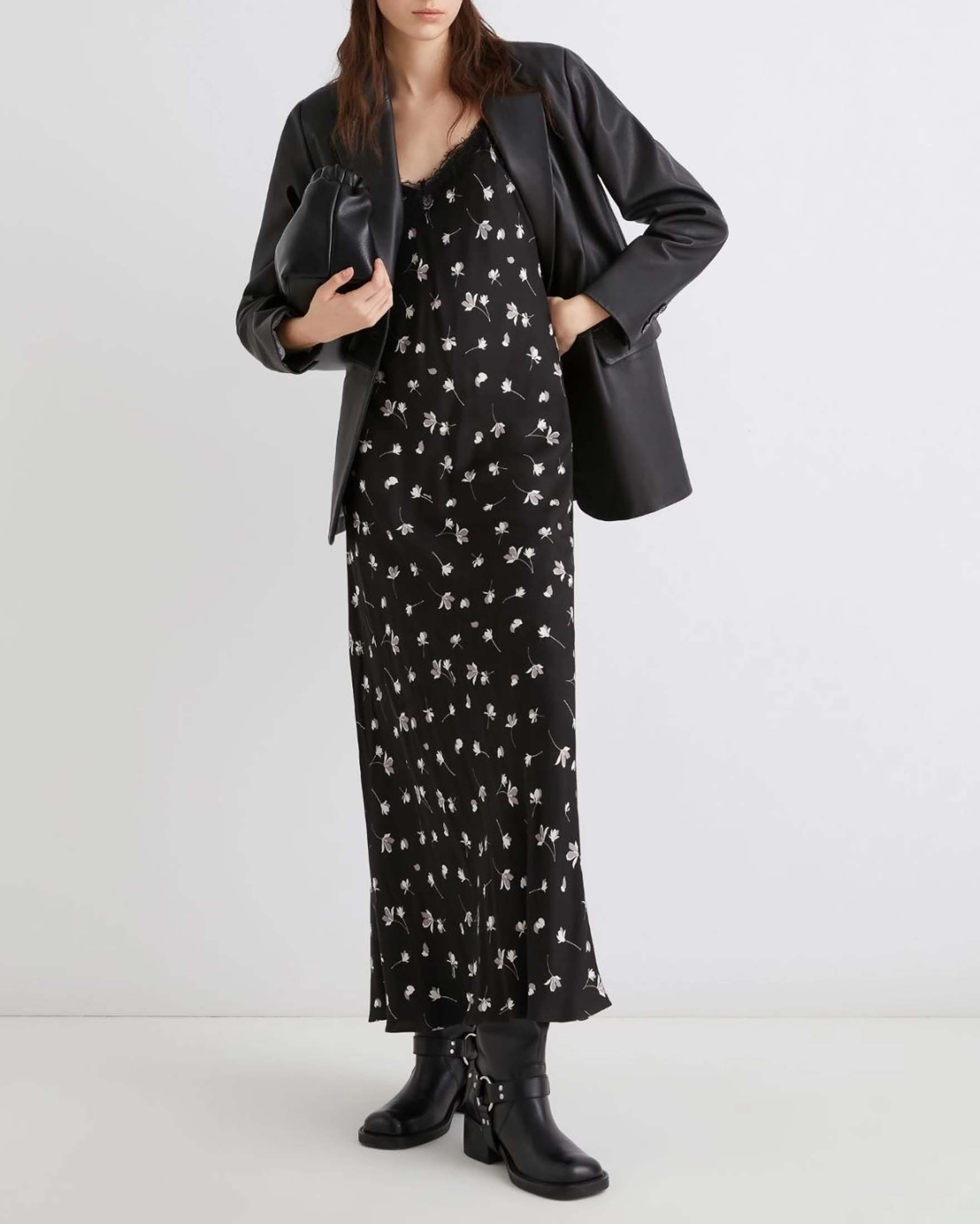 Blazer nero over Marella in pelle con scollo a rever