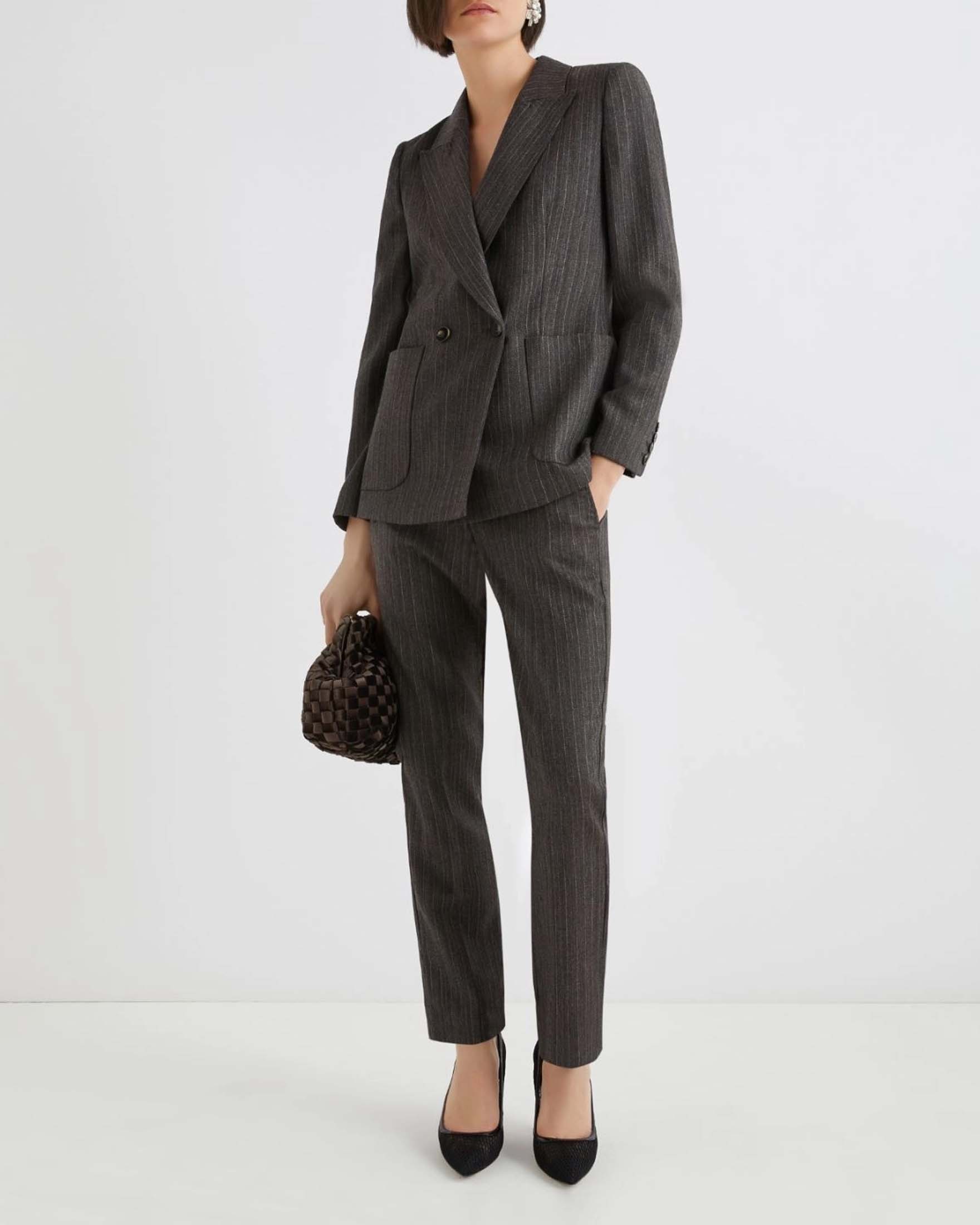 Blazer grigio gessato cammello Marella in diagonale di pura lana vergine image