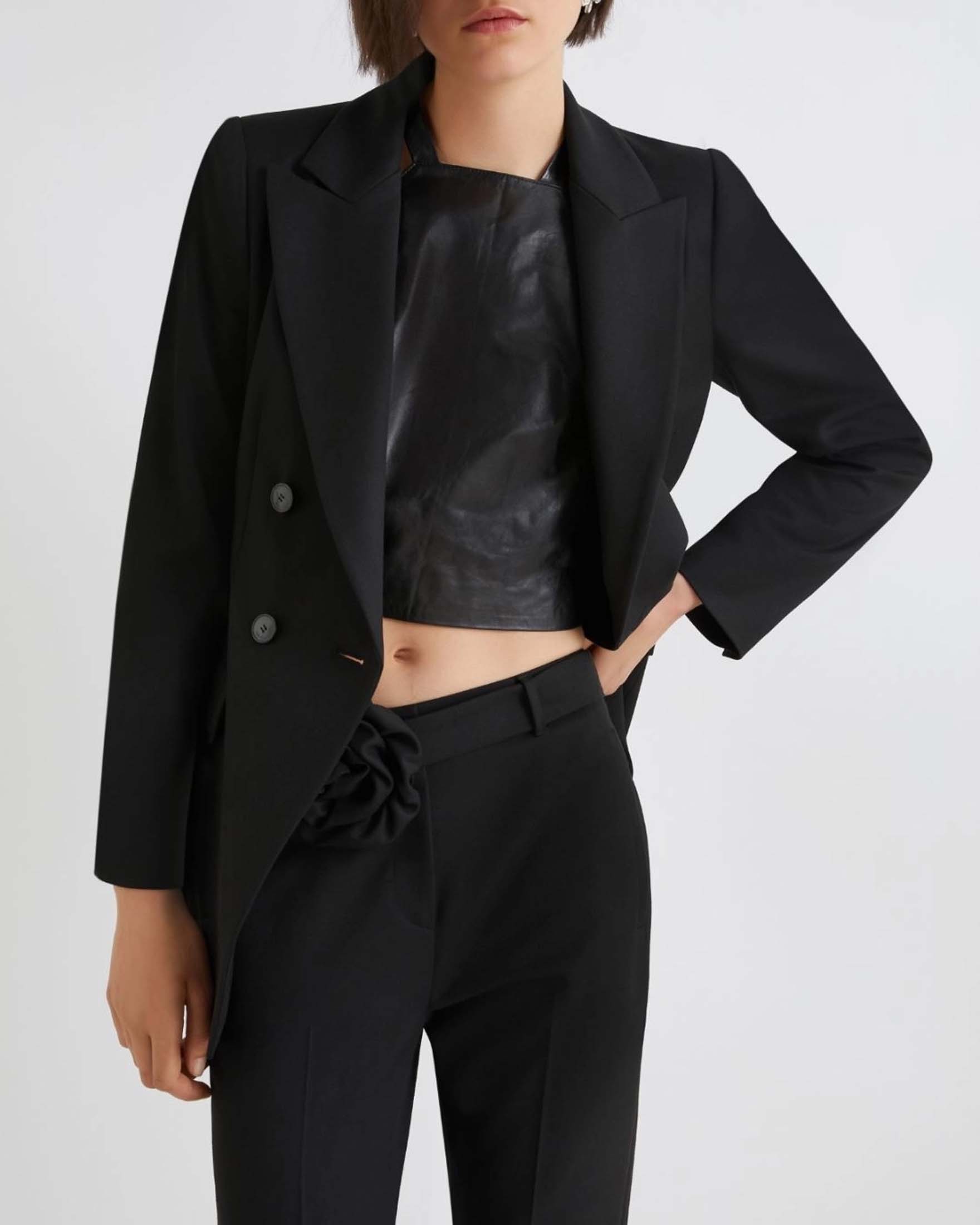 Blazer nero doppiopetto Marella in misto viscosa bistretch