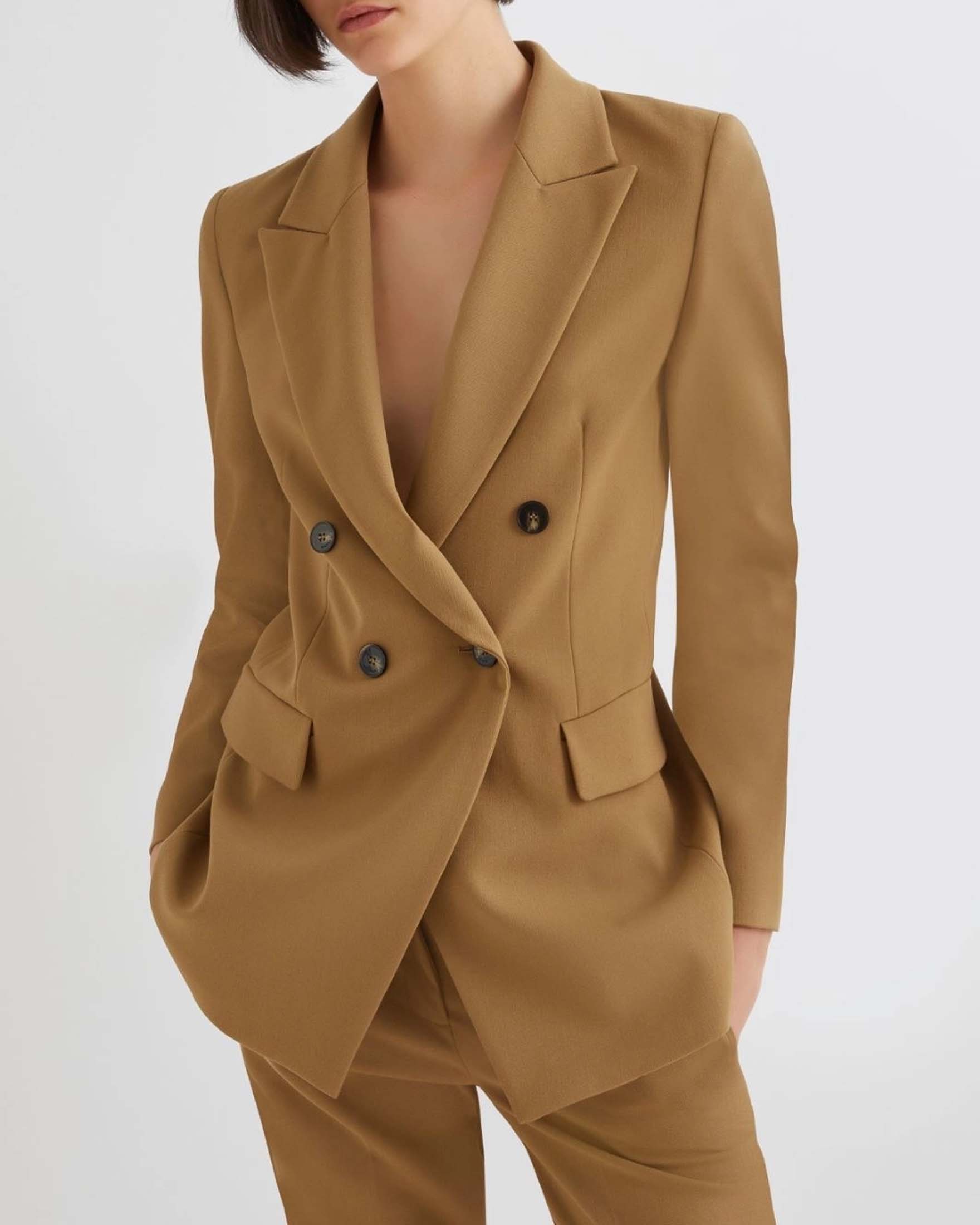 Blazer verde oliva doppiopetto Marella in misto viscosa bistretch