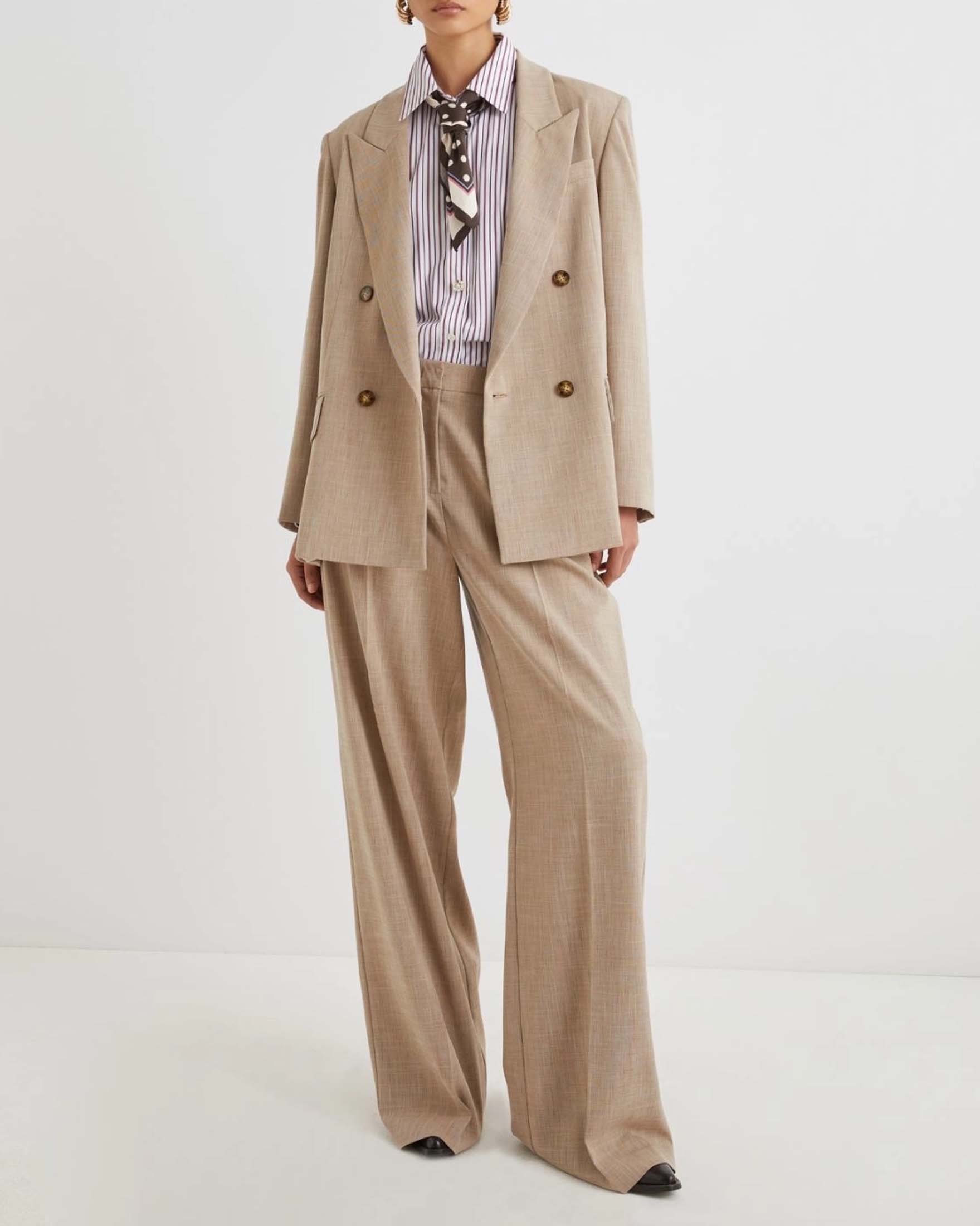 Blazer beige doppiopetto Marella tasmania di misto viscosa dalla linea over image