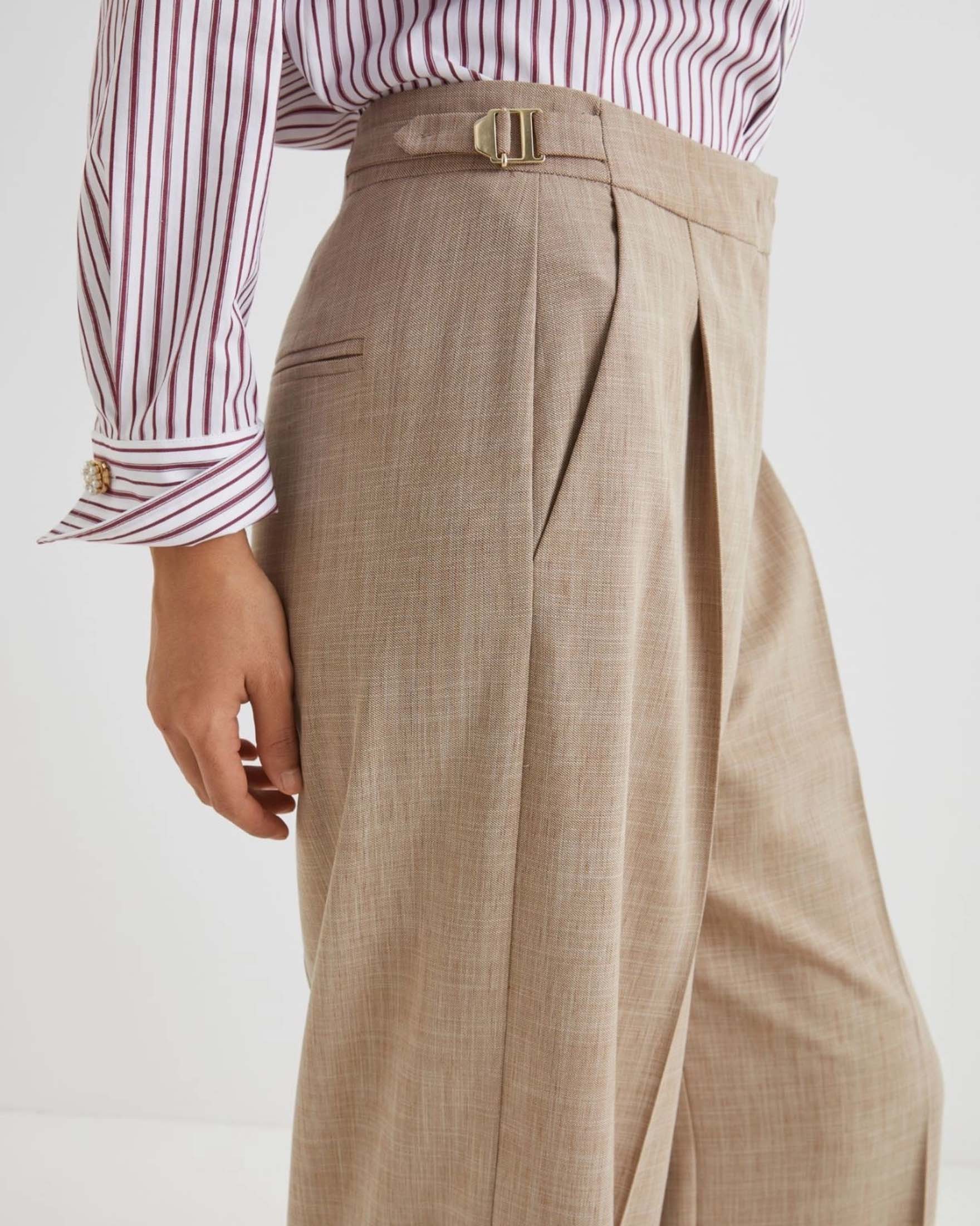 Pantaloni beige Marella in tasmania di misto viscosa stretch dalla linea wide image