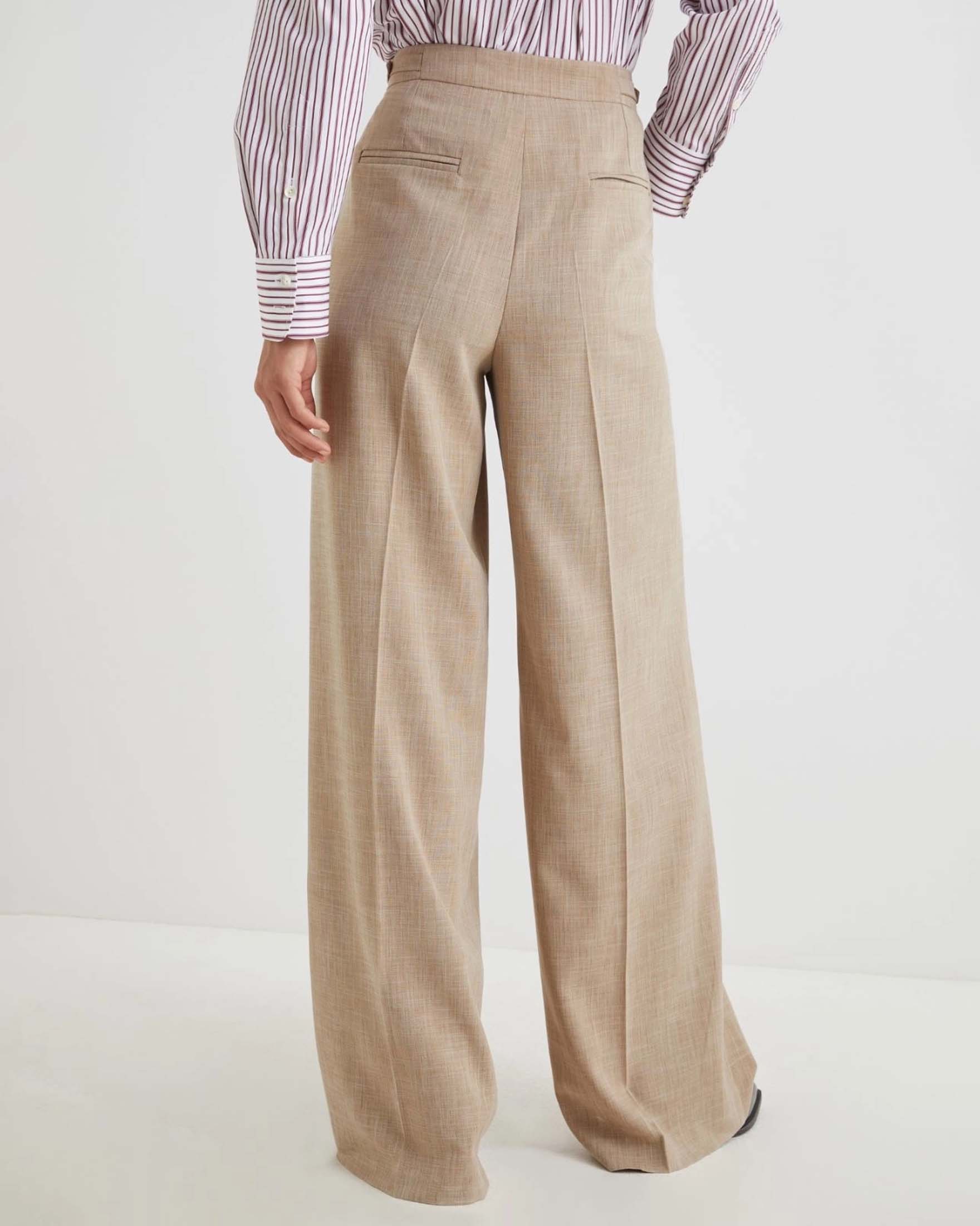 Pantaloni beige Marella in tasmania di misto viscosa stretch dalla linea wide