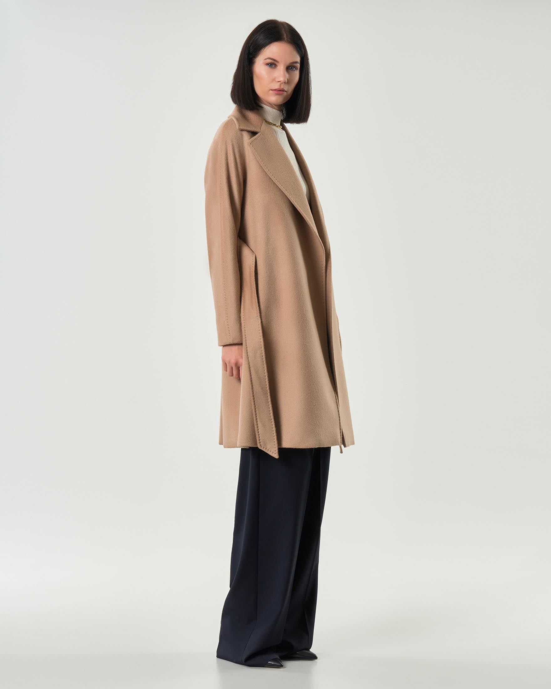 Cappotto color cammello a vestaglia Max Mara Studio in drap di pura lana vergine image