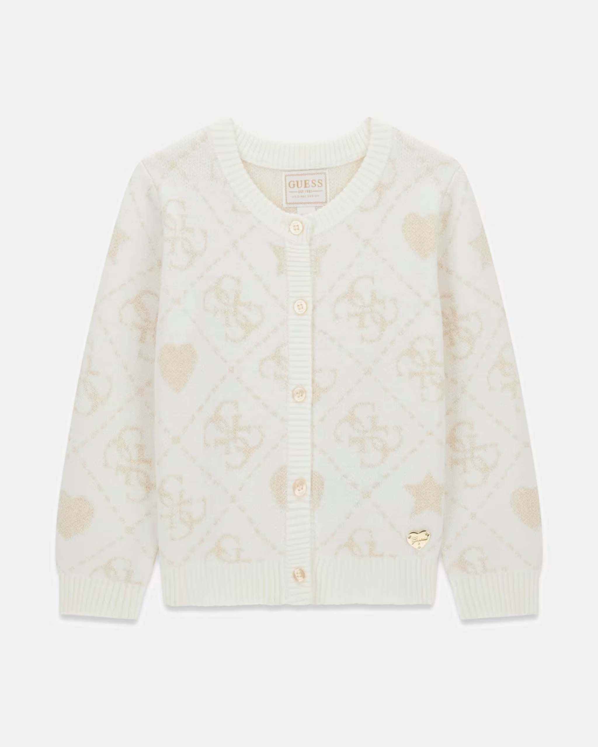Cardigan Guess in maglia bianco e oro