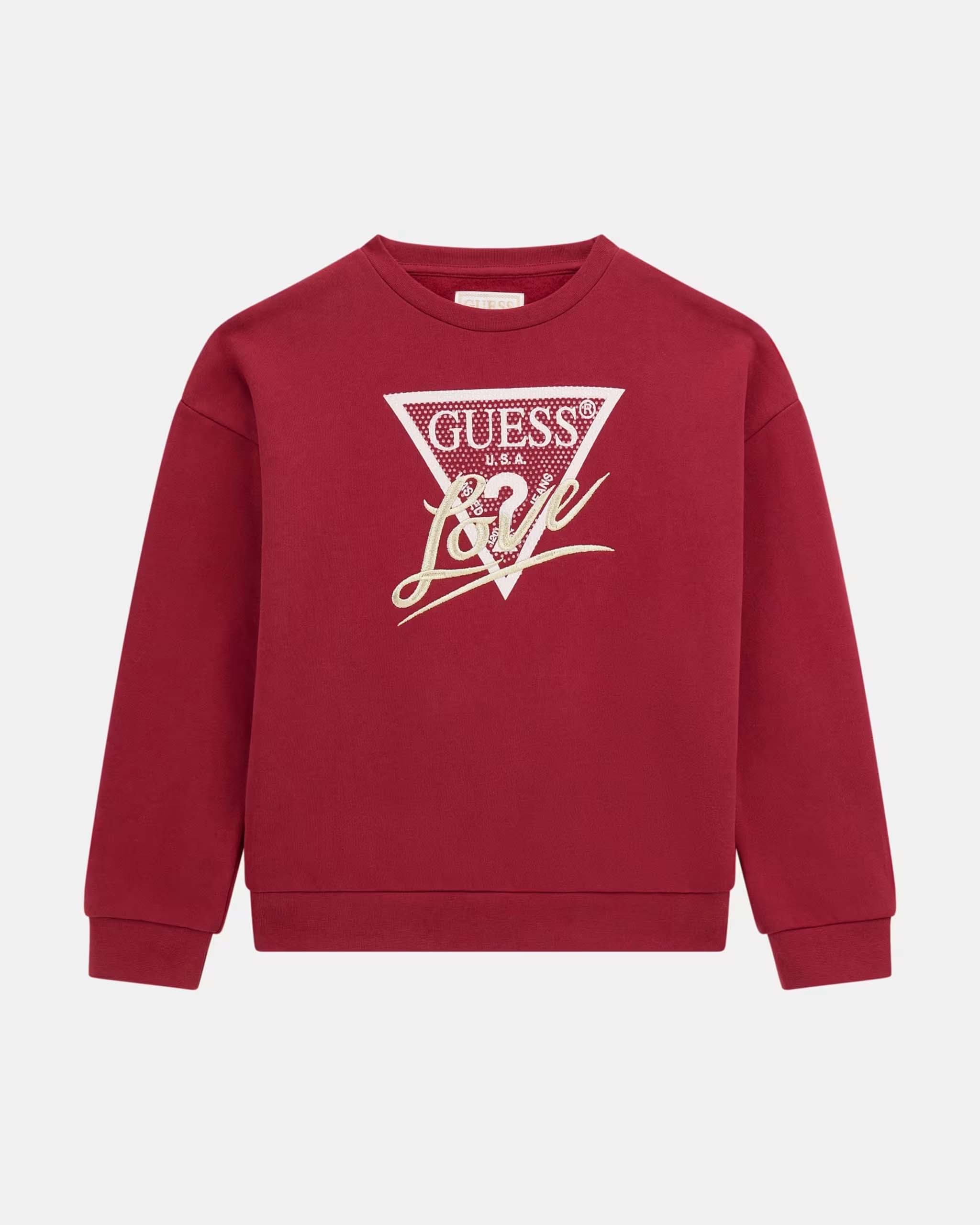 Felpa Guess rossa con strass e scritta Love