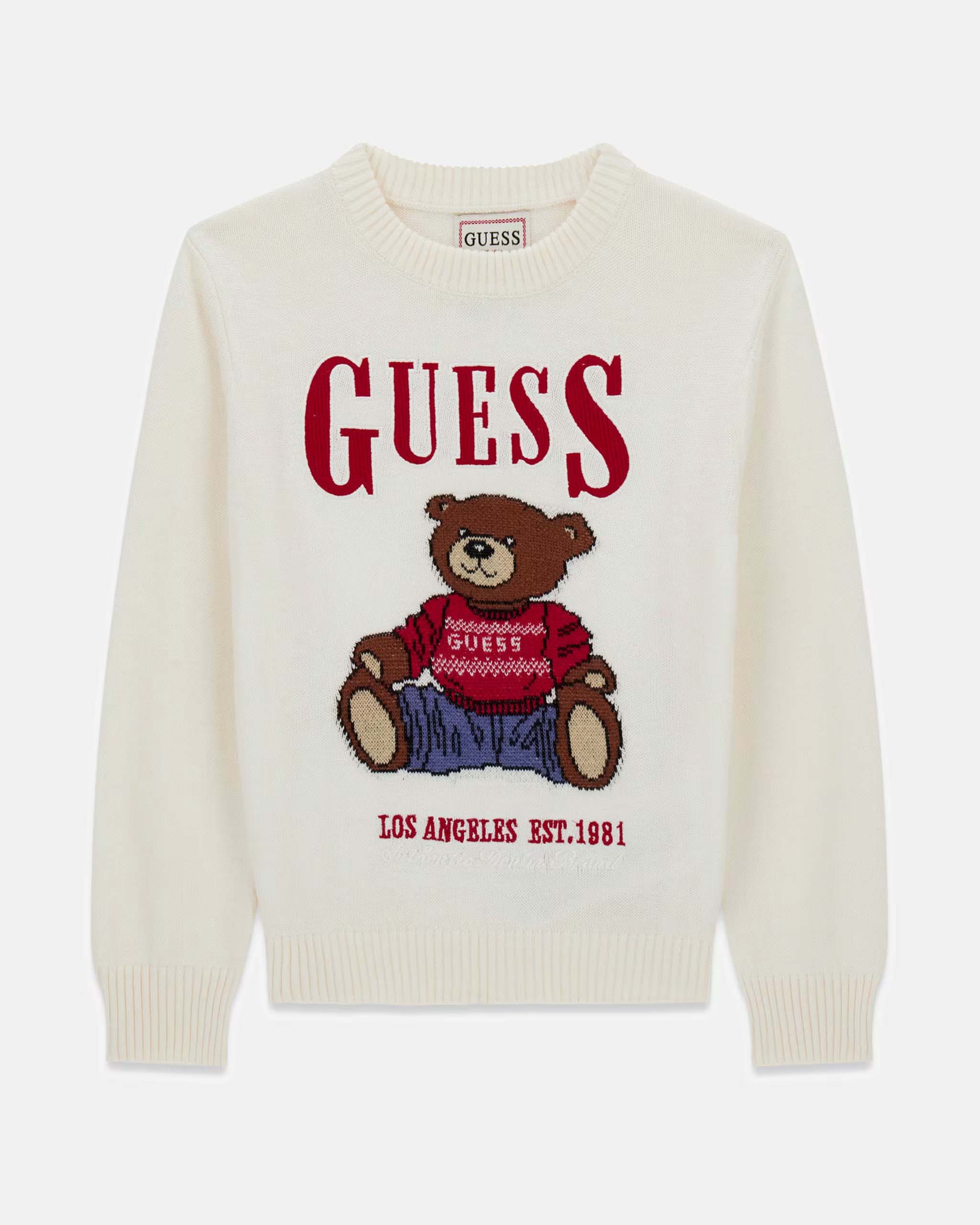 Maglioncino Guess avorio in misto cotone con orsetto