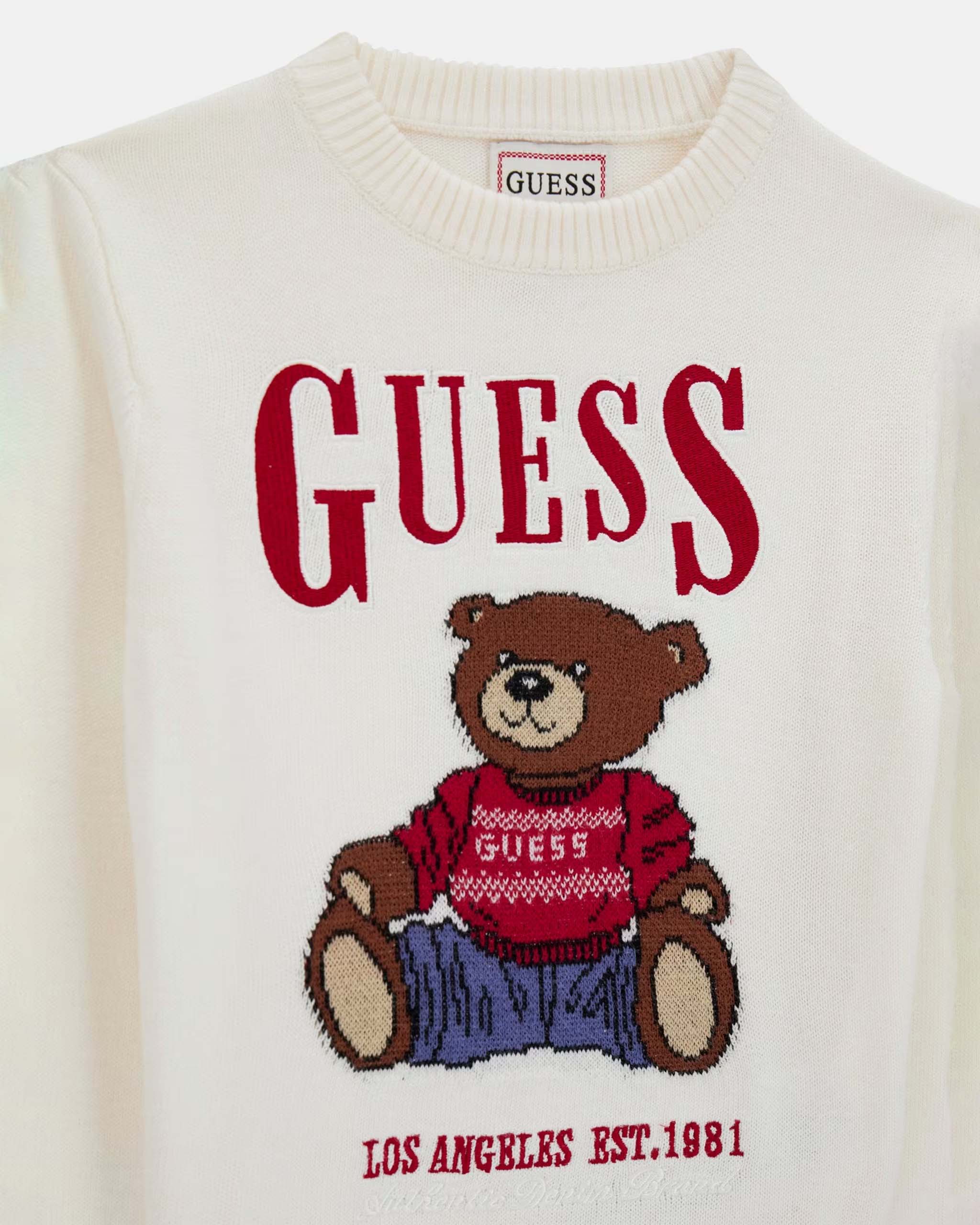 Maglioncino Guess avorio in misto cotone con orsetto image