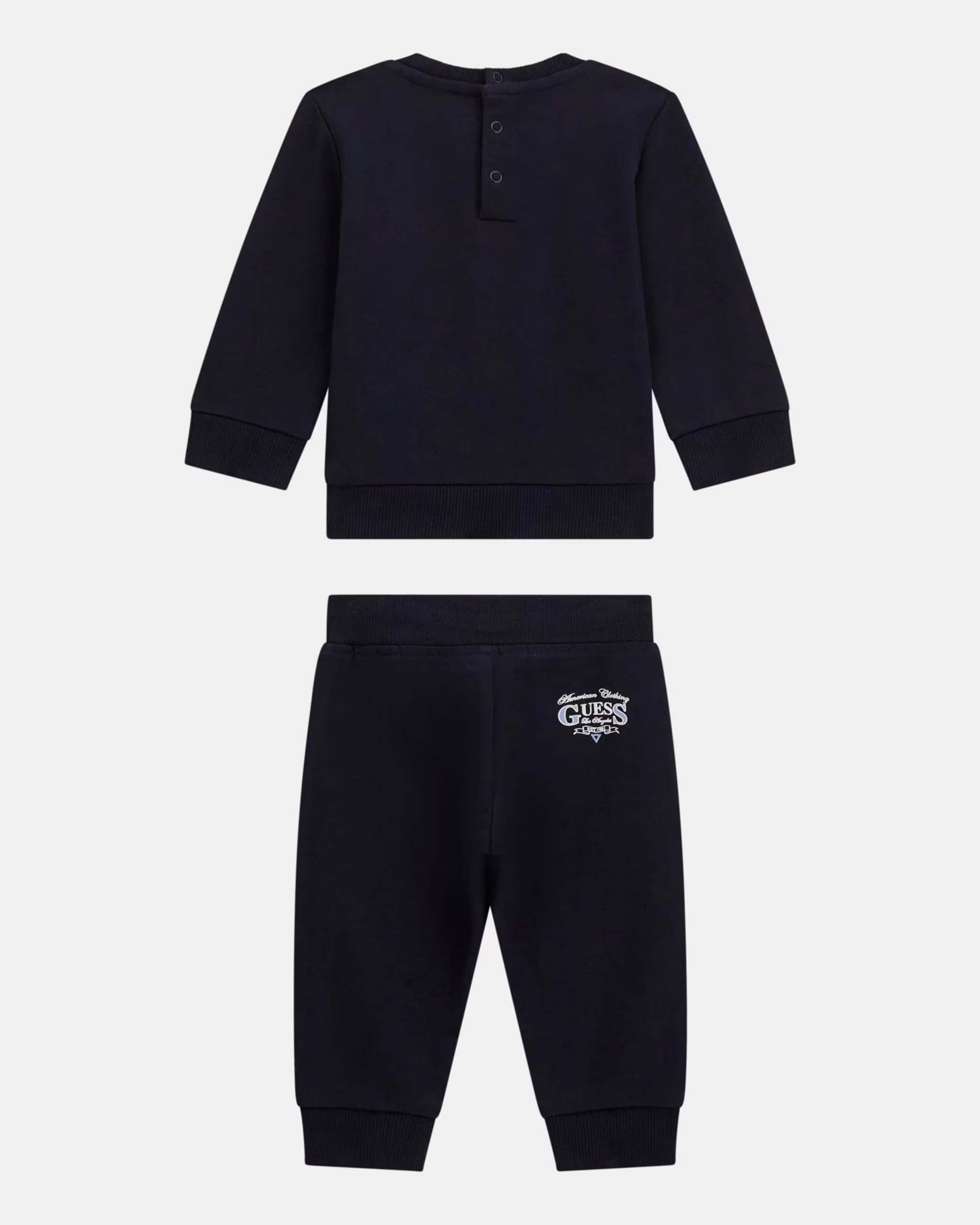 Completo maglia e pantalone Guess blu in felpa di puro cotone image