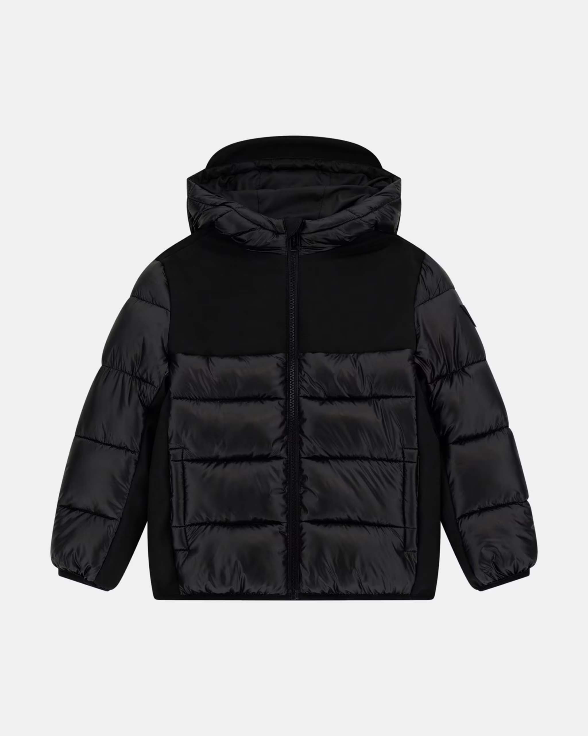 Piumino Guess nero bitessuto in nylon lucido e neoprene