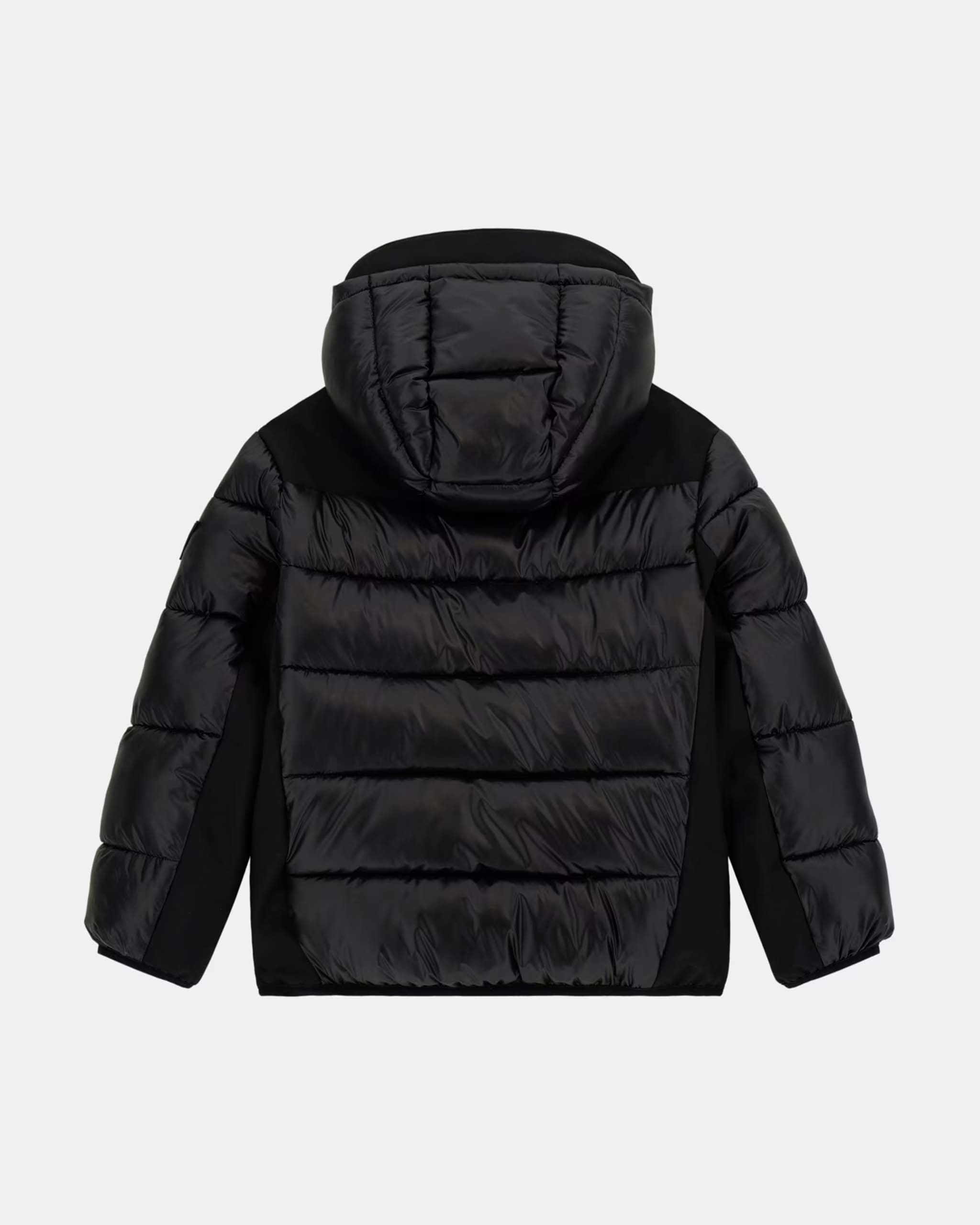 Piumino Guess nero bitessuto in nylon lucido e neoprene image